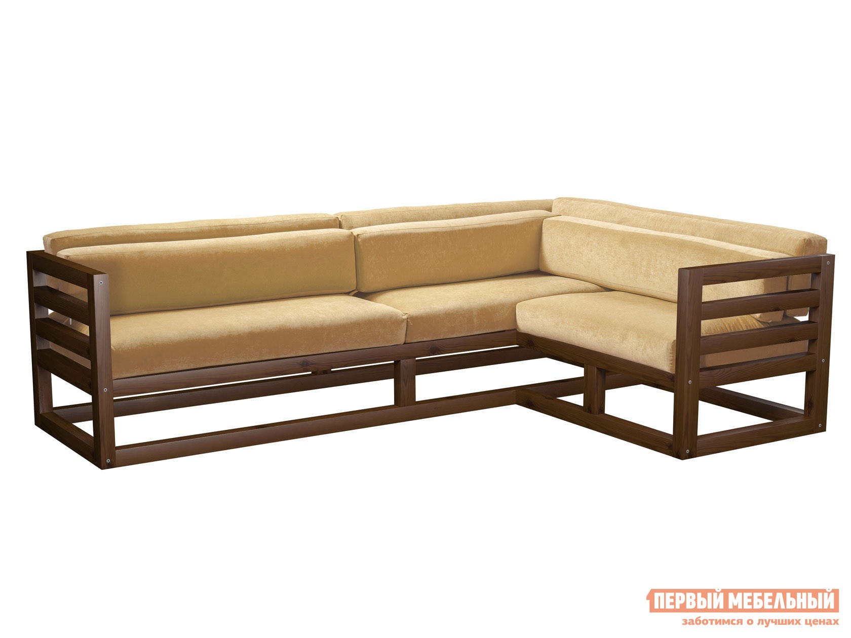 Угловой диван  Магнус Орех, Бежевый, вельвет, Правая