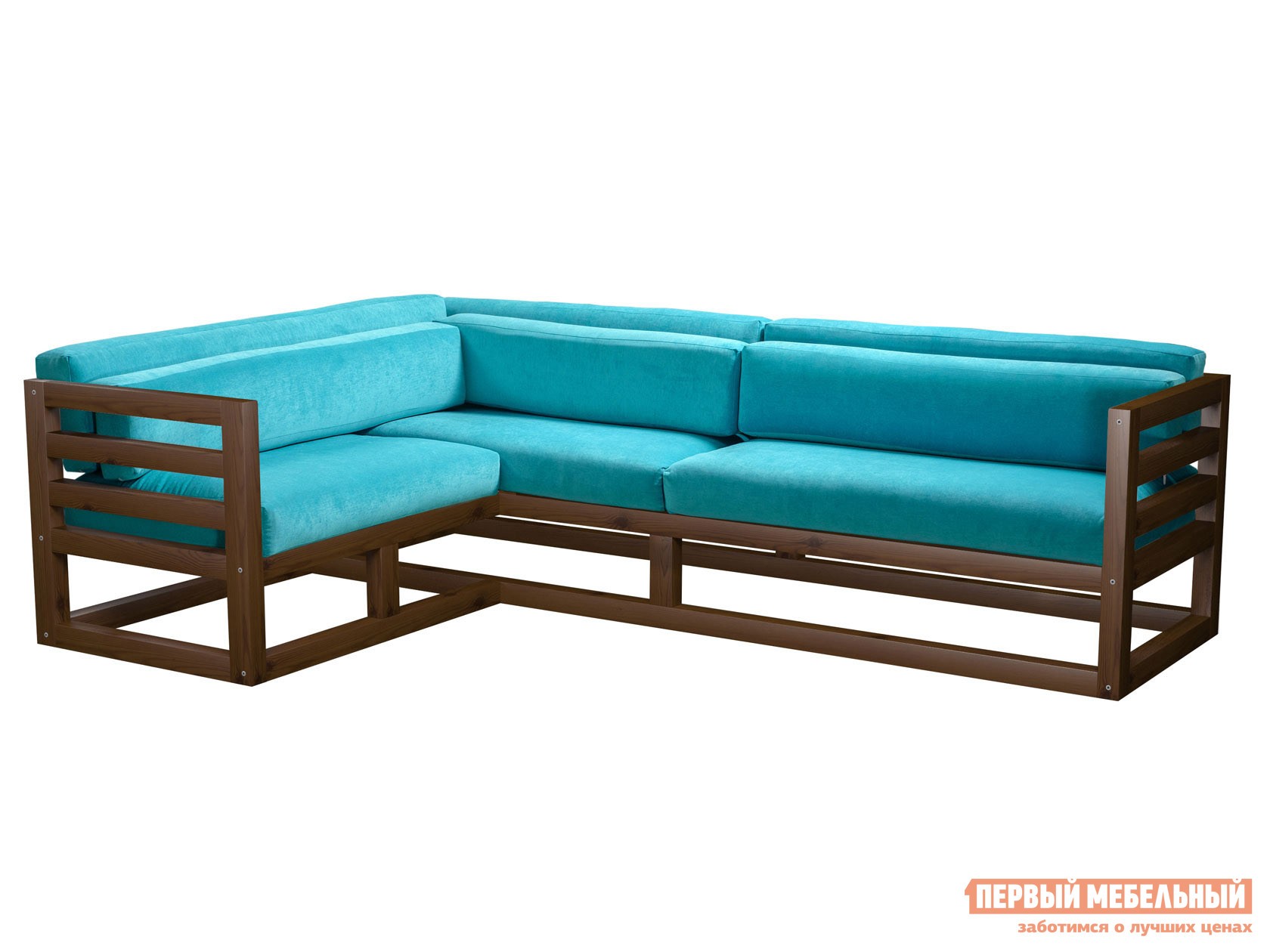 Угловой диван  Магнус Орех, Бирюзовый, вельвет, Левая