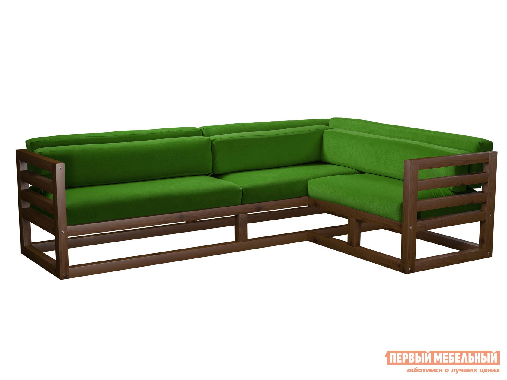 Угловой диван  Магнус Орех, Зеленый, вельвет, Правая