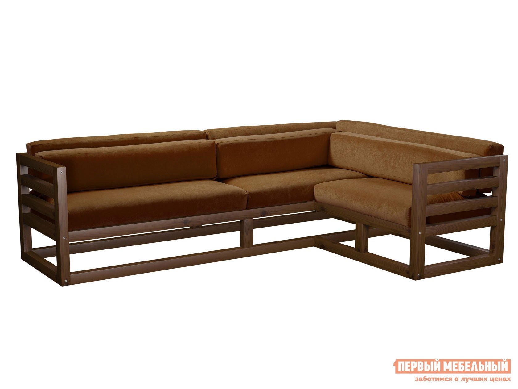 Угловой диван  Магнус Орех, Коричневый, вельвет, Правая