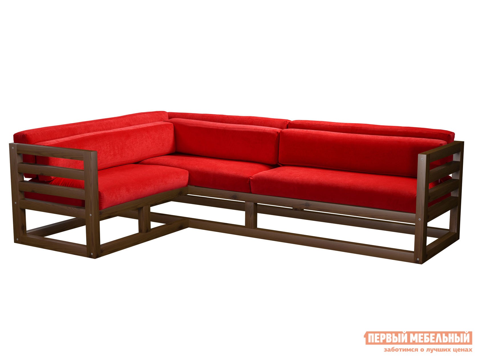 Угловой диван  Магнус Орех, Красный, вельвет, Левая