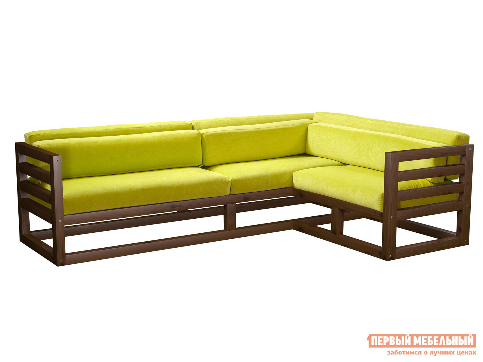 Угловой диван  Магнус Орех, Лимонный, вельвет, Правая