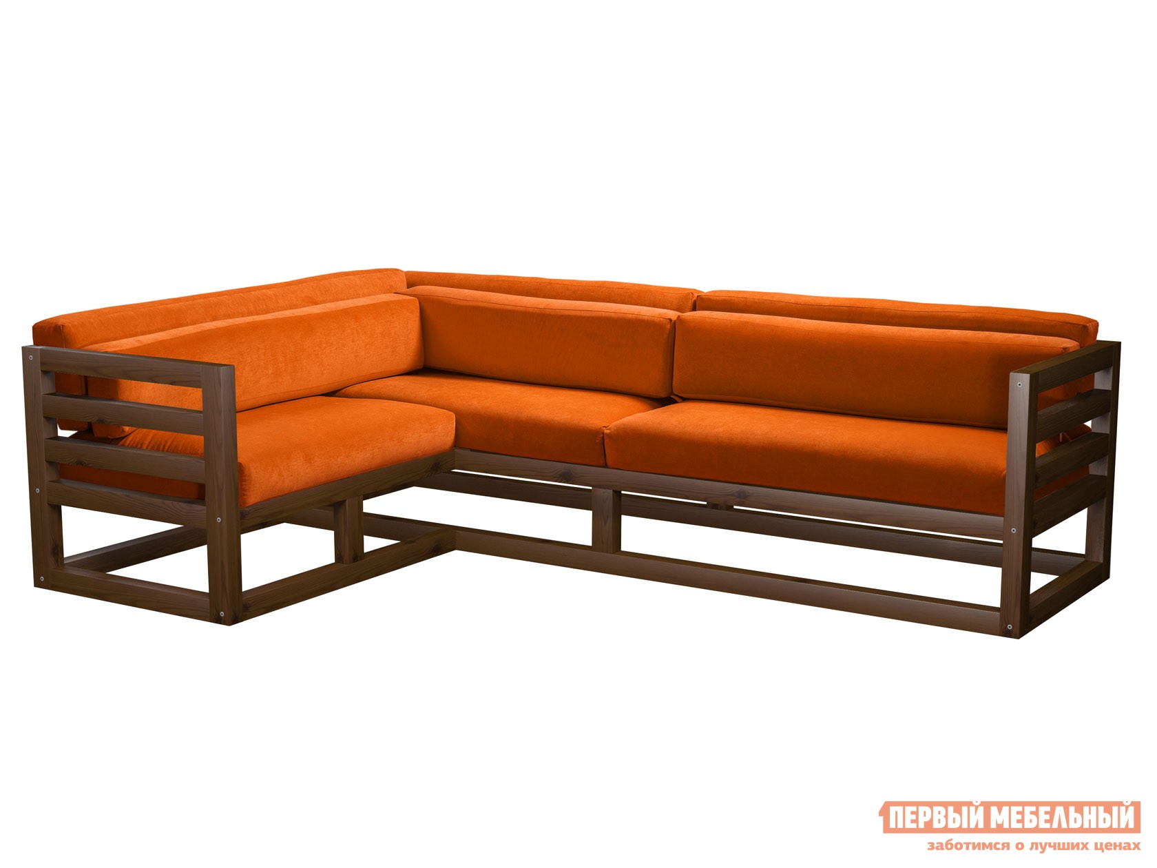 Угловой диван  Магнус Орех, Оранжевый, вельвет, Левая