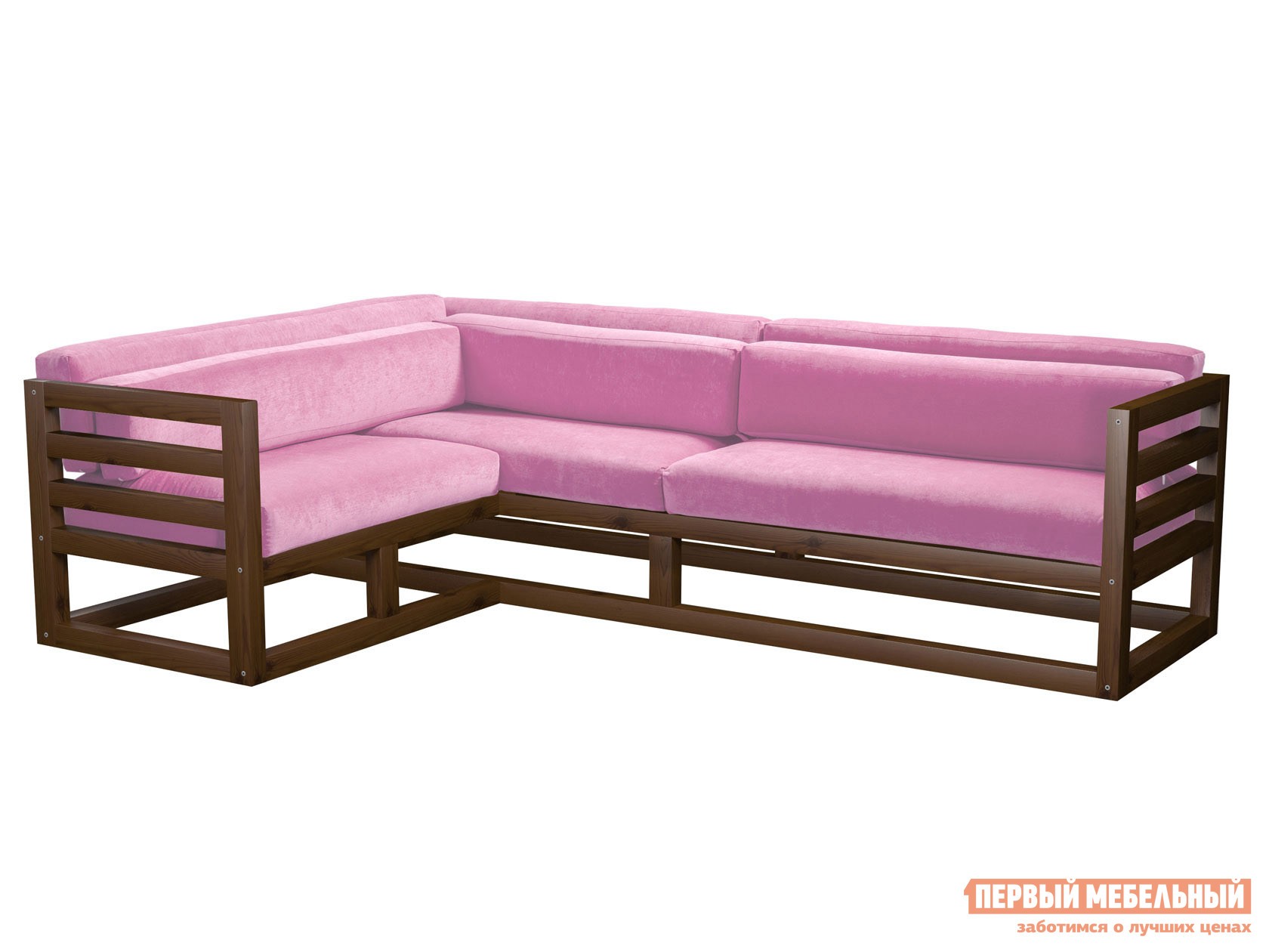Угловой диван  Магнус Орех, Розовый, вельвет, Левая