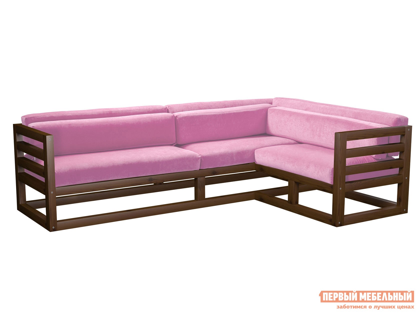 Угловой диван  Магнус Орех, Розовый, вельвет, Правая