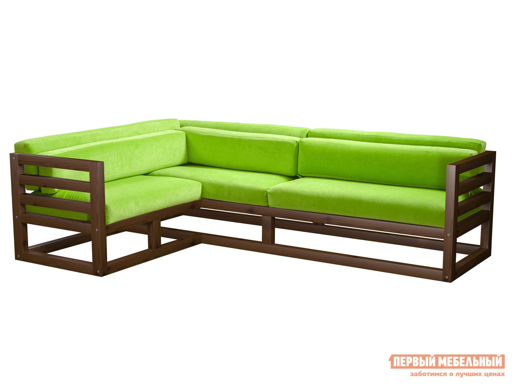 Угловой диван  Магнус Орех, Салатовый, вельвет, Левая