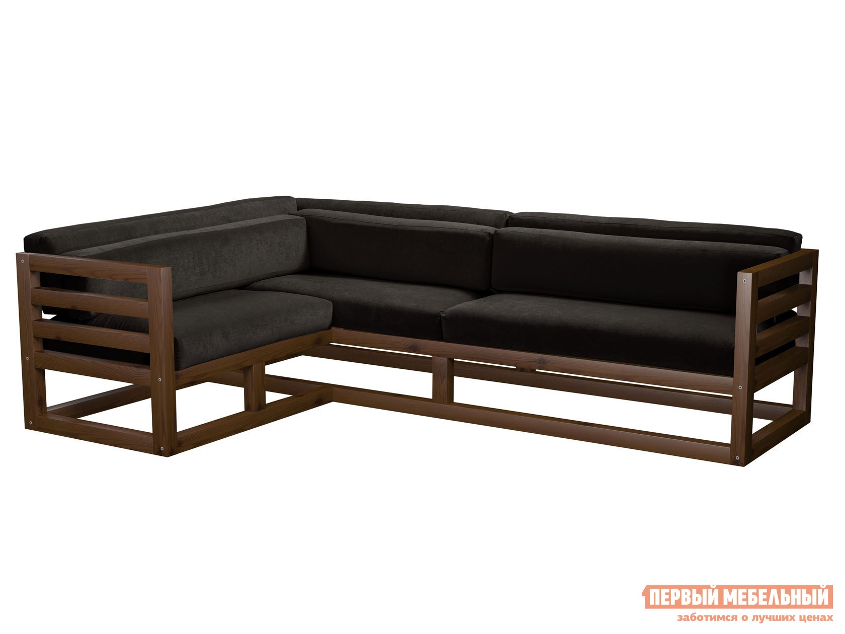 Угловой диван  Магнус Орех, Черный, вельвет, Левая