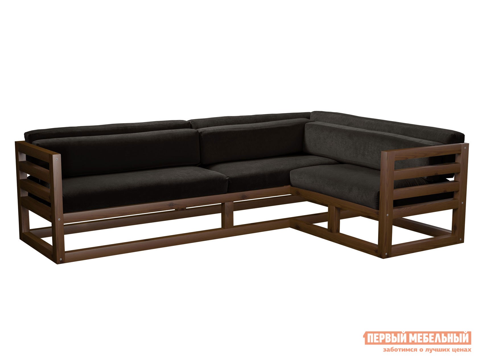 Угловой диван  Магнус Орех, Черный, вельвет, Правая