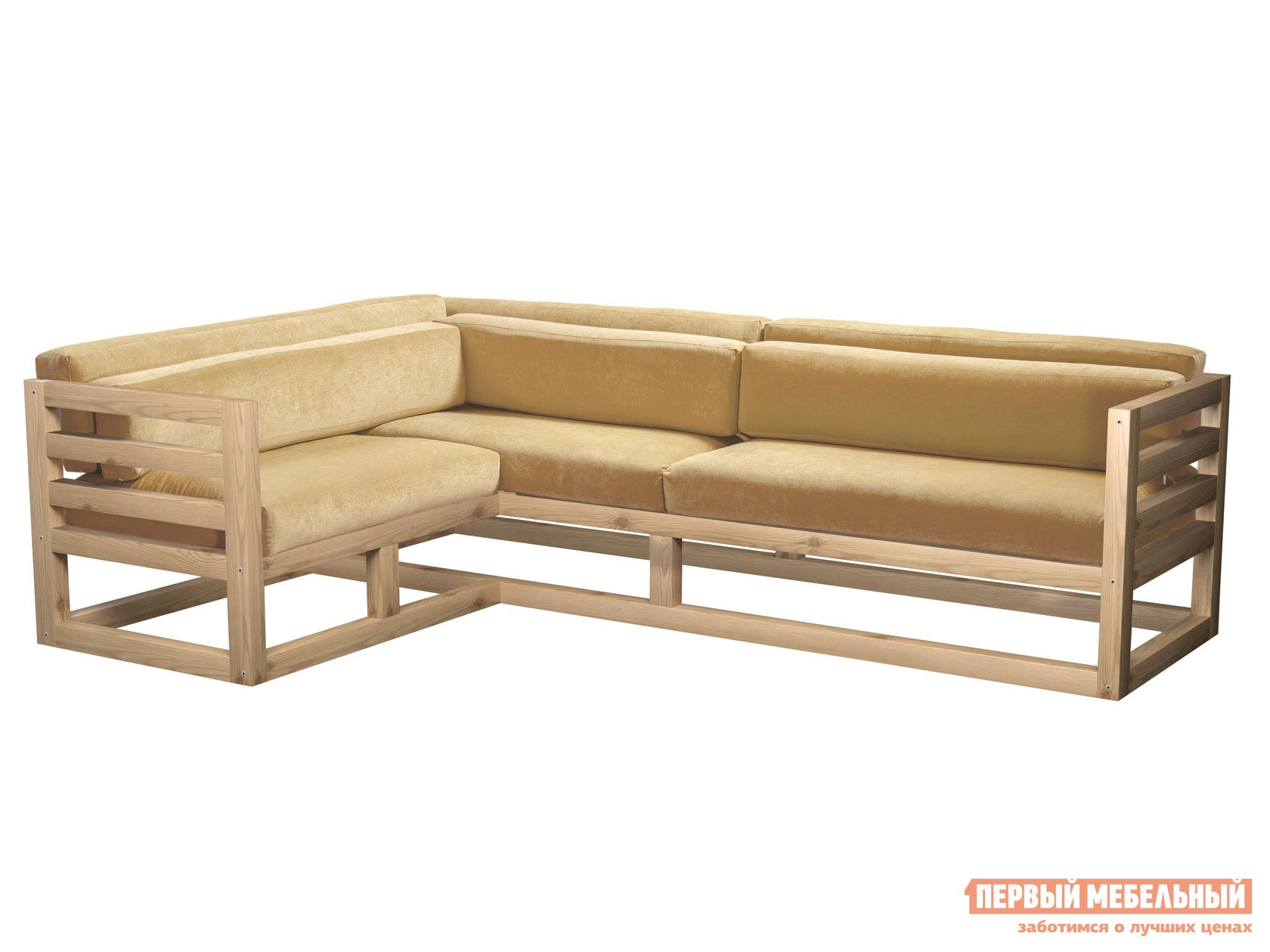 Угловой диван  Магнус Сосна натуральная, Бежевый, вельвет, Левая