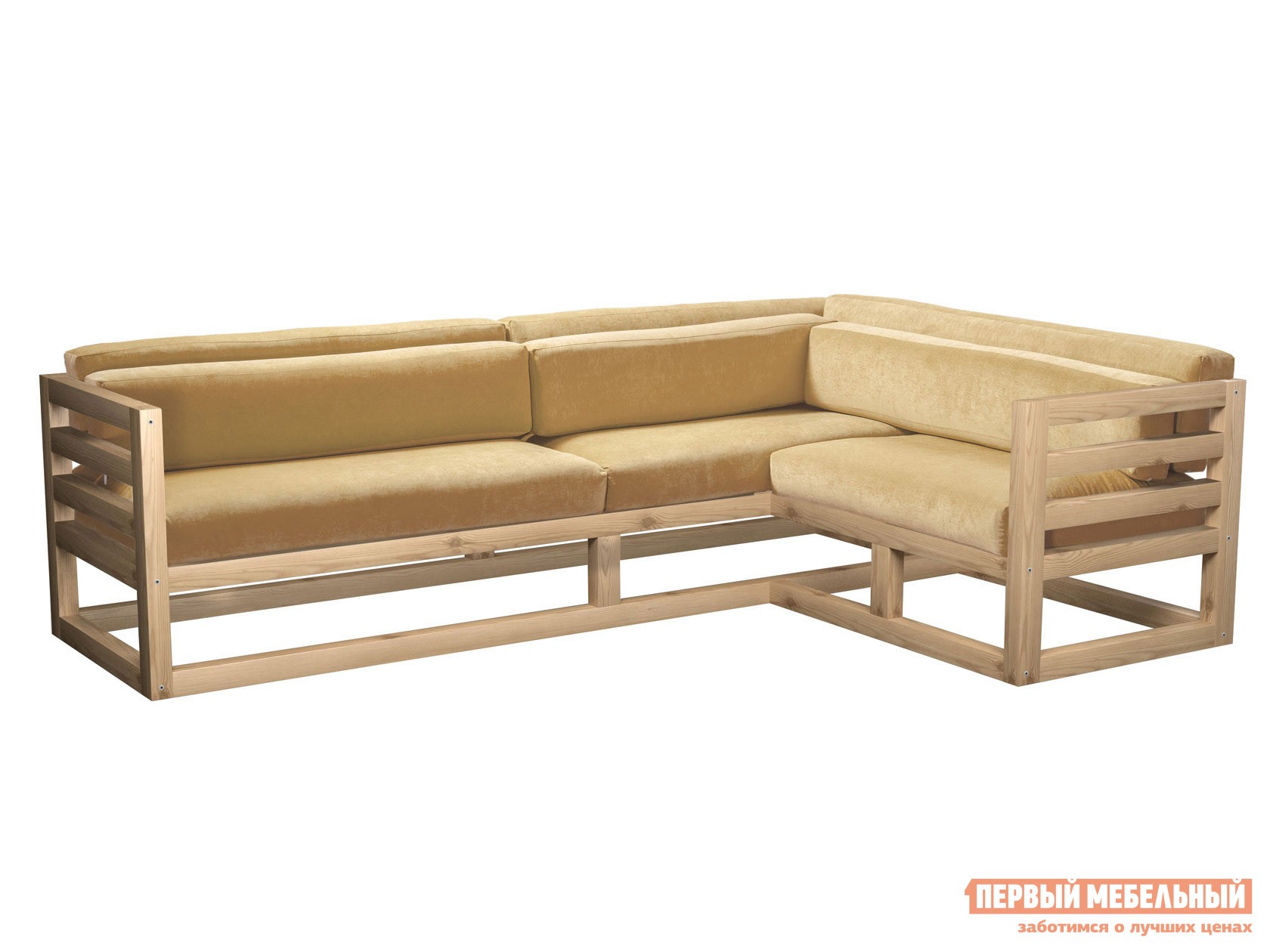 Угловой диван  Магнус Сосна натуральная, Бежевый, вельвет, Правая