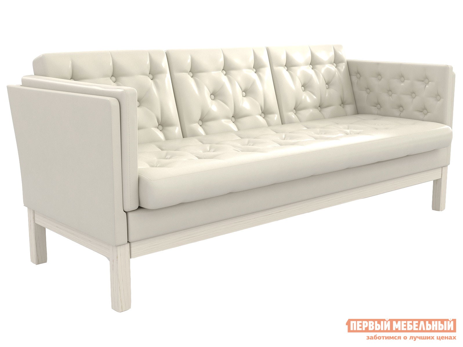 Прямой диван  Айверс Дуб / Белый, экокожа