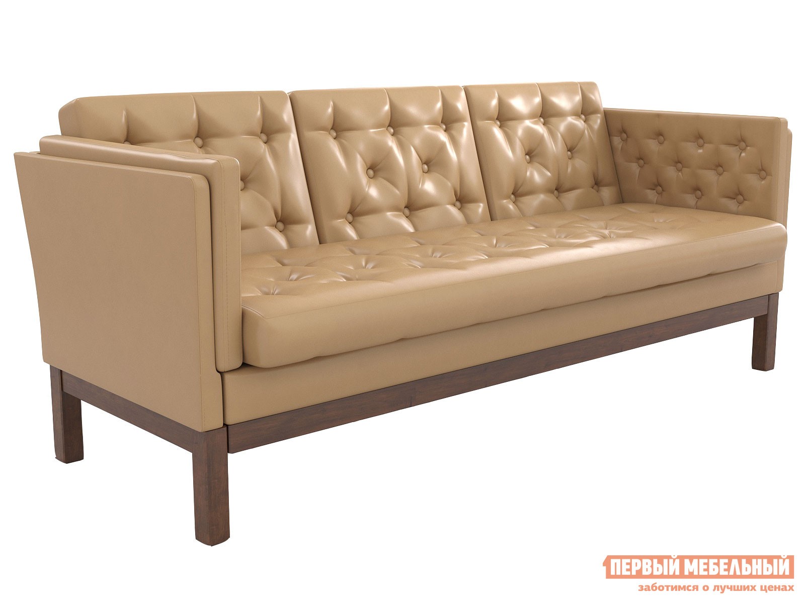 Прямой диван  Айверс Орех / Кремовый, экокожа