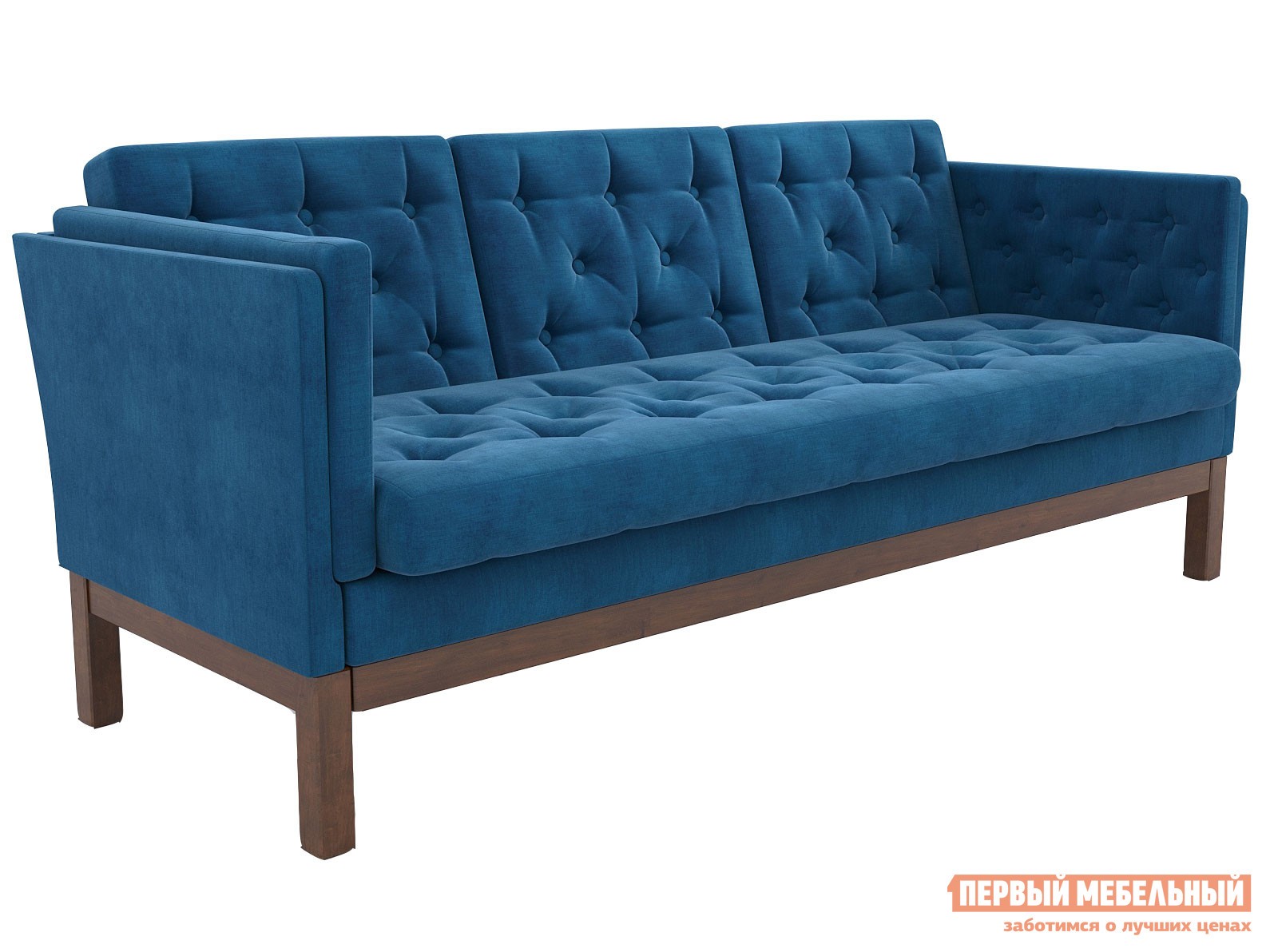 Прямой диван  Айверс Орех / Синий, шенилл