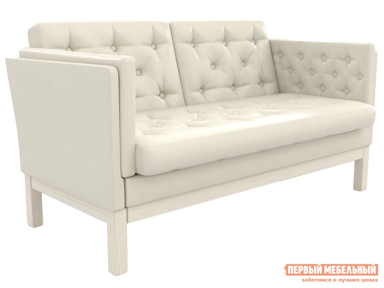 Прямой диван  Айверс Мини Дуб / Белый, экокожа