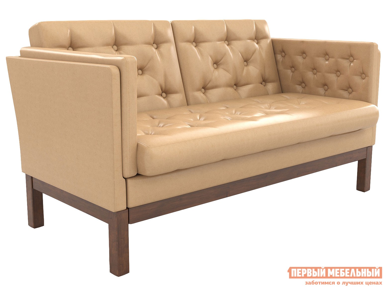 Прямой диван  Айверс Мини Орех / Кремовый, экокожа