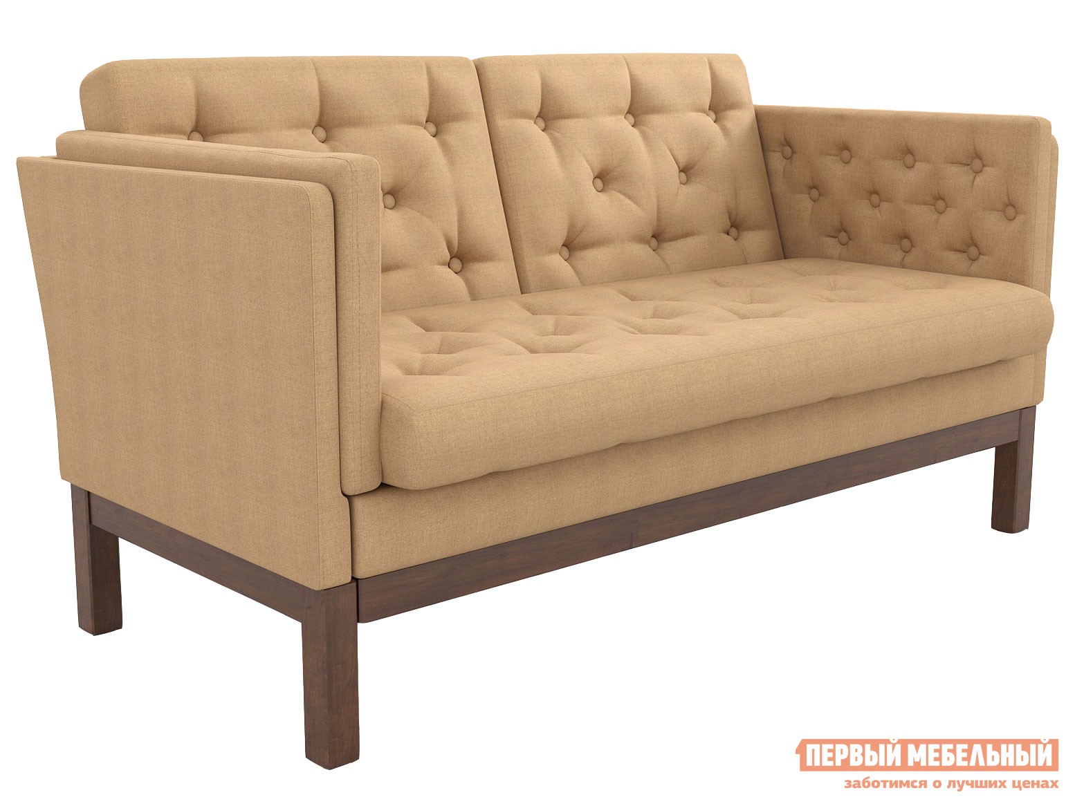 Прямой диван  Айверс Мини Орех / Бежевый, рогожка