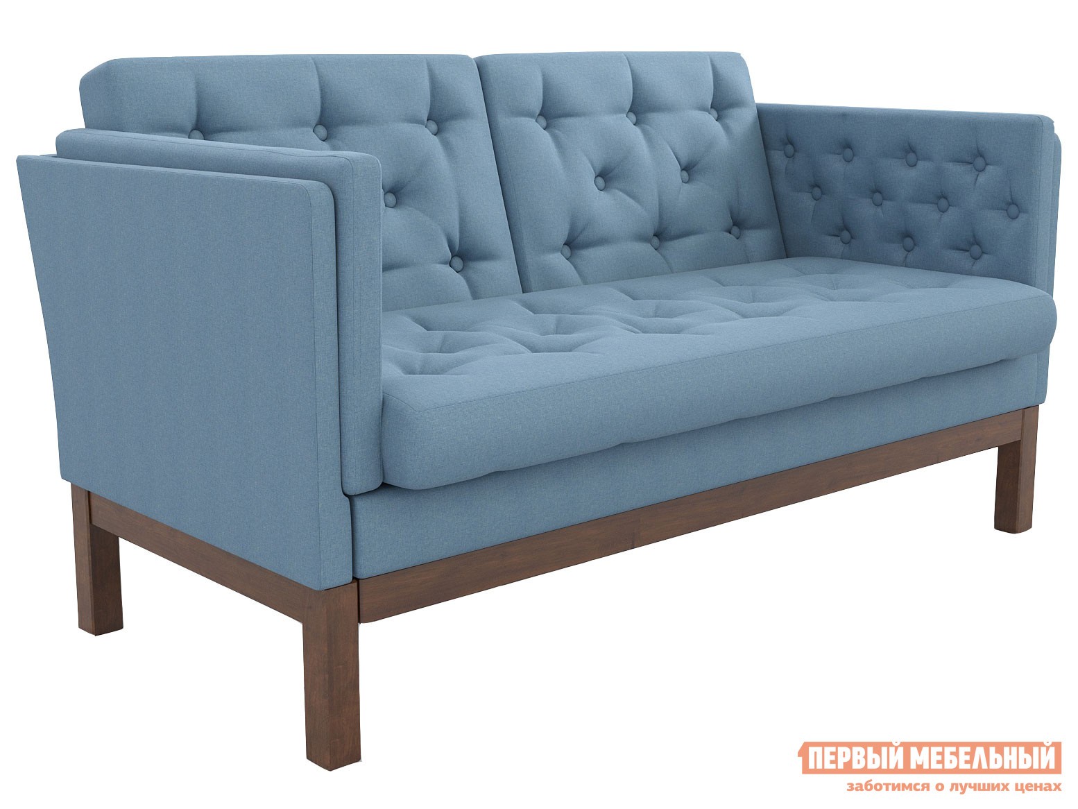 Прямой диван  Айверс Мини Орех / Голубой, рогожка