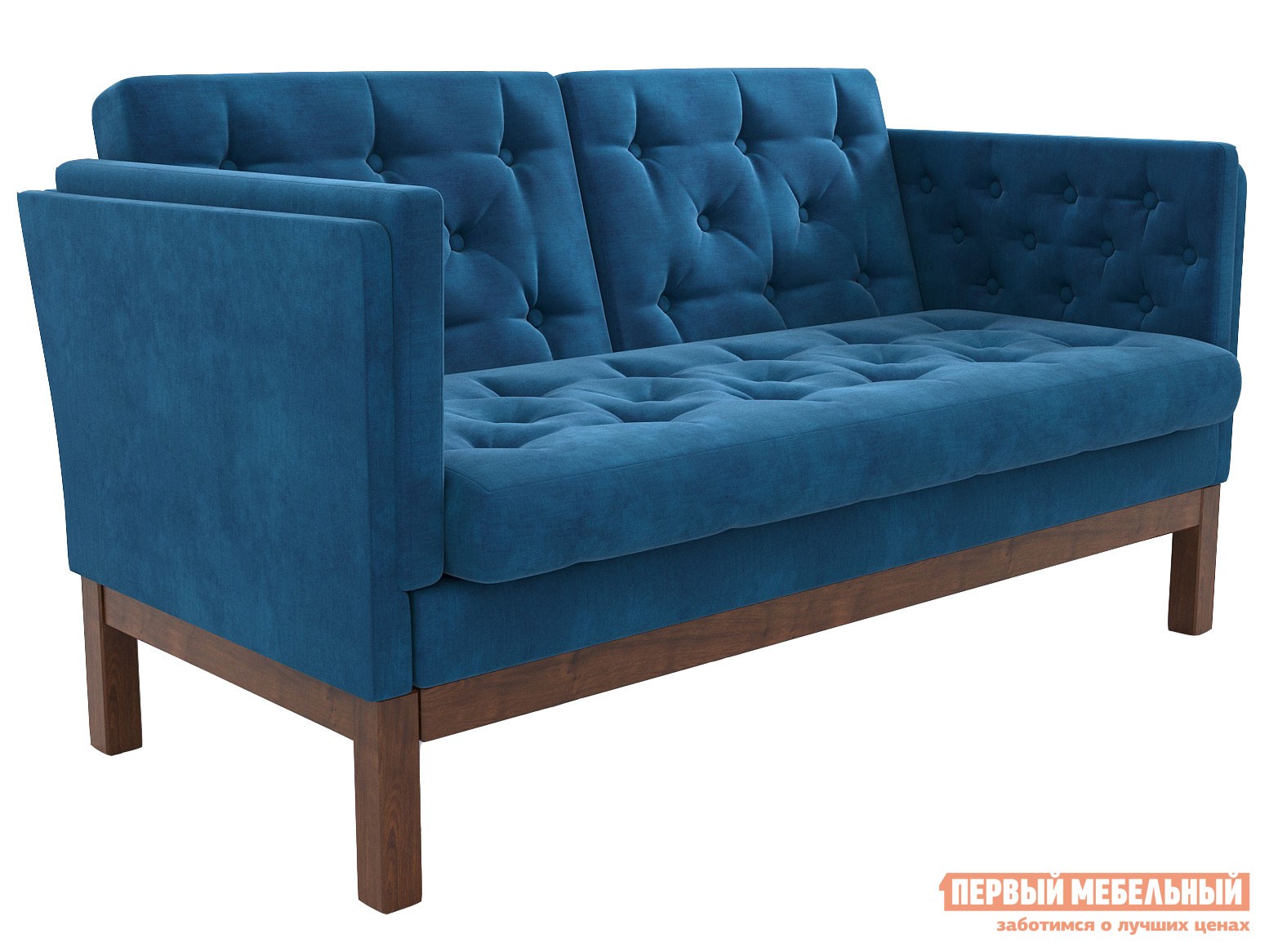 Прямой диван  Айверс Мини Орех / Синий, шенилл
