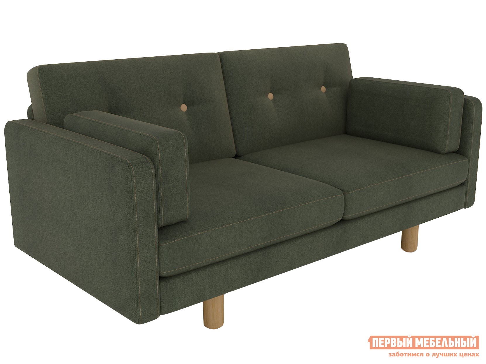 Прямой диван  Ингвар Мини Зеленый, велюр