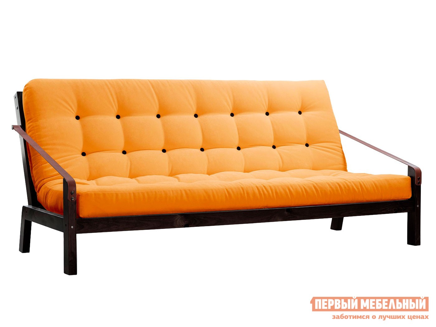 Прямой диван  Локи Венге / Апельсиновый, вельвет