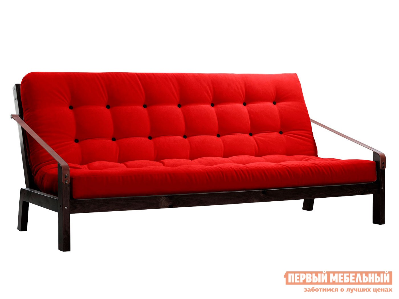 Прямой диван  Локи Венге / Красный, вельвет