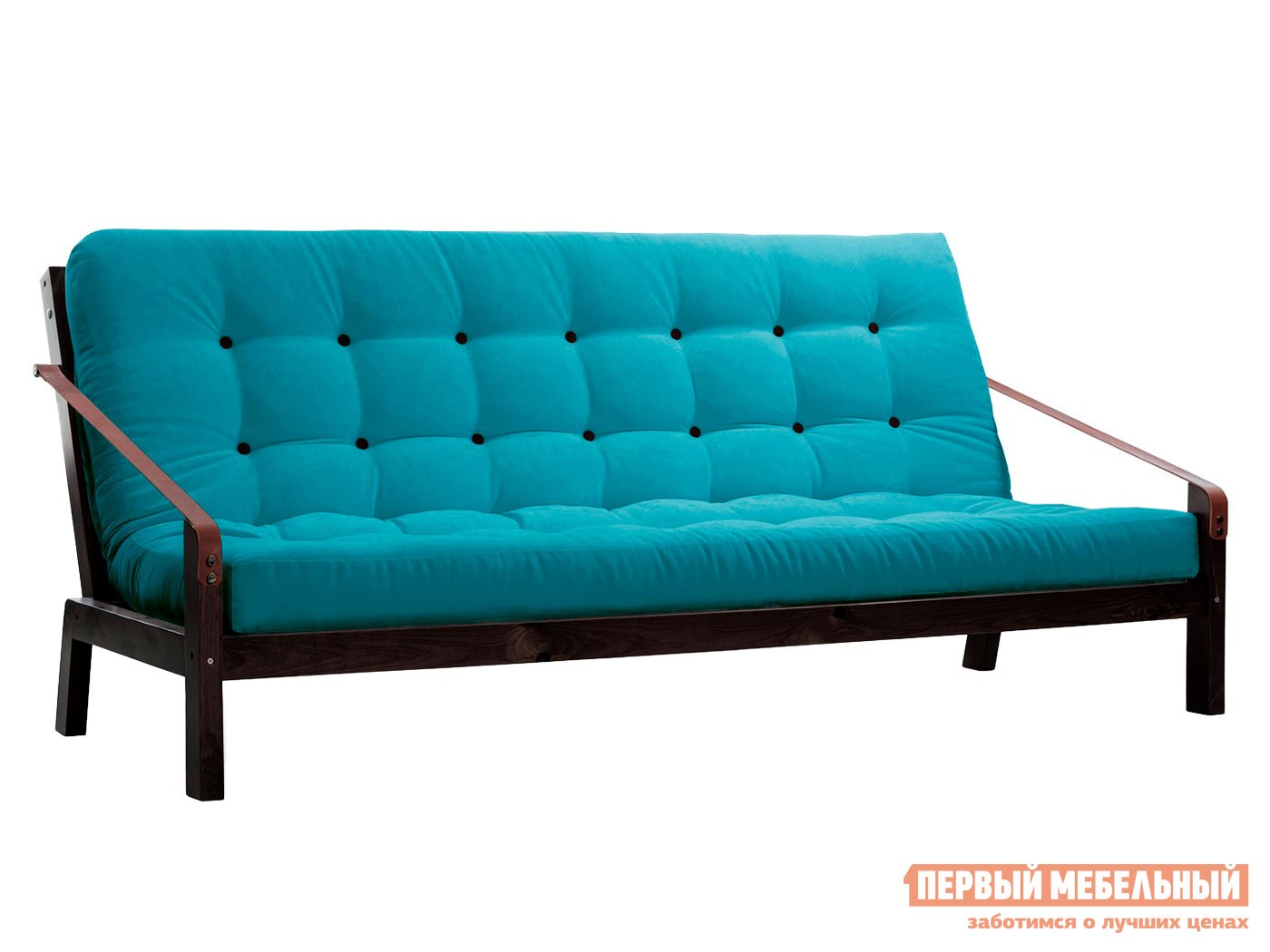 Прямой диван  Локи Венге / Бирюзовый, вельвет
