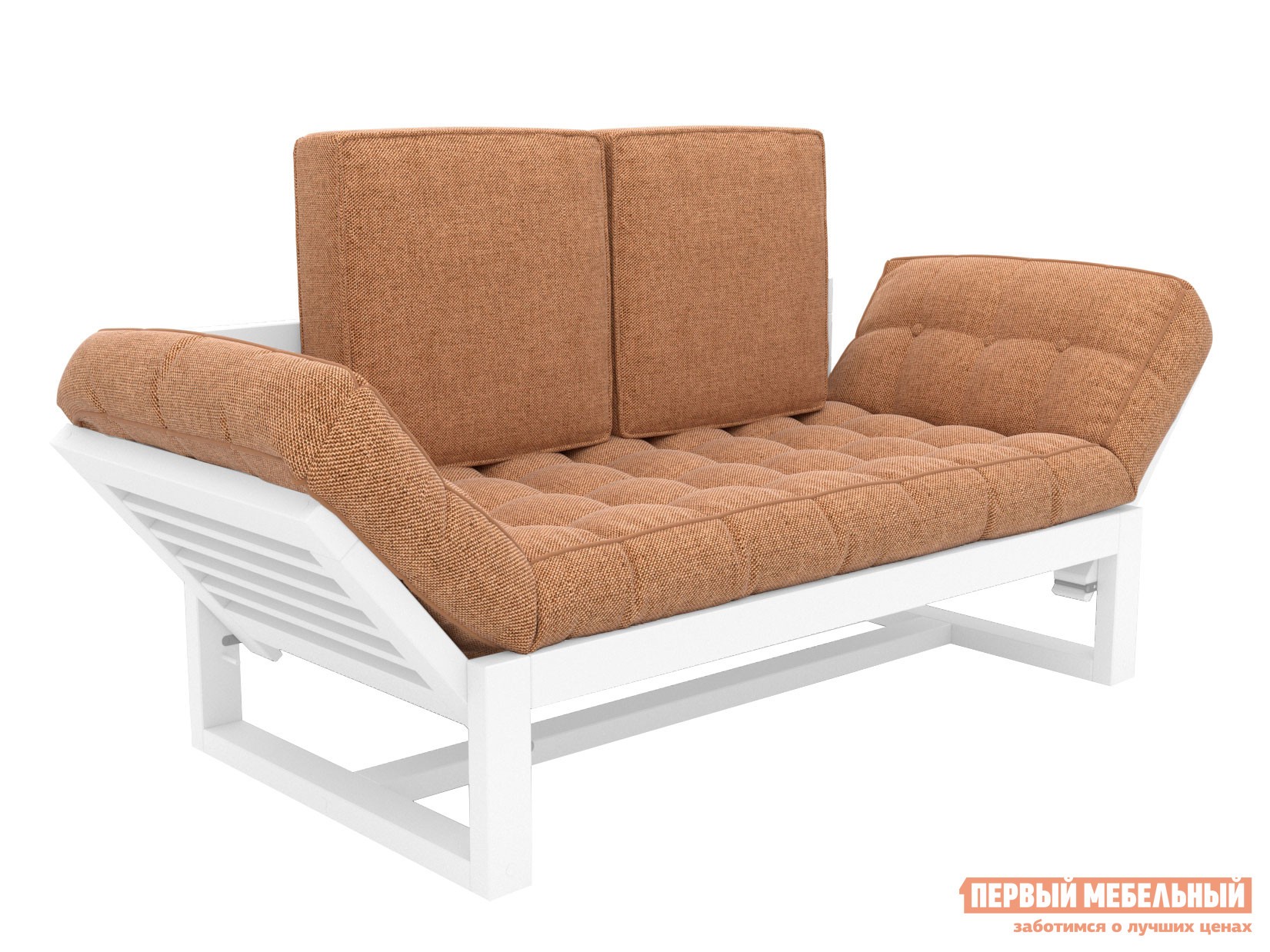 Прямой диван  Балтик Белая эмаль, Коричневый, рогожка