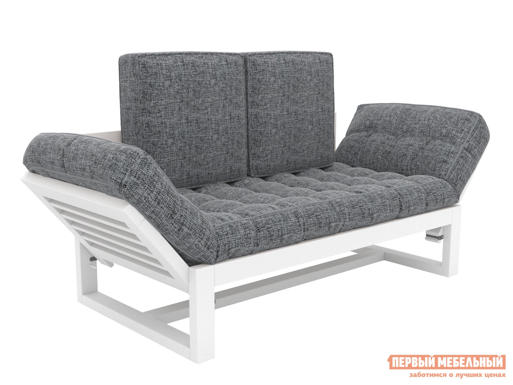 Прямой диван  Балтик Белая эмаль, Графит, рогожка
