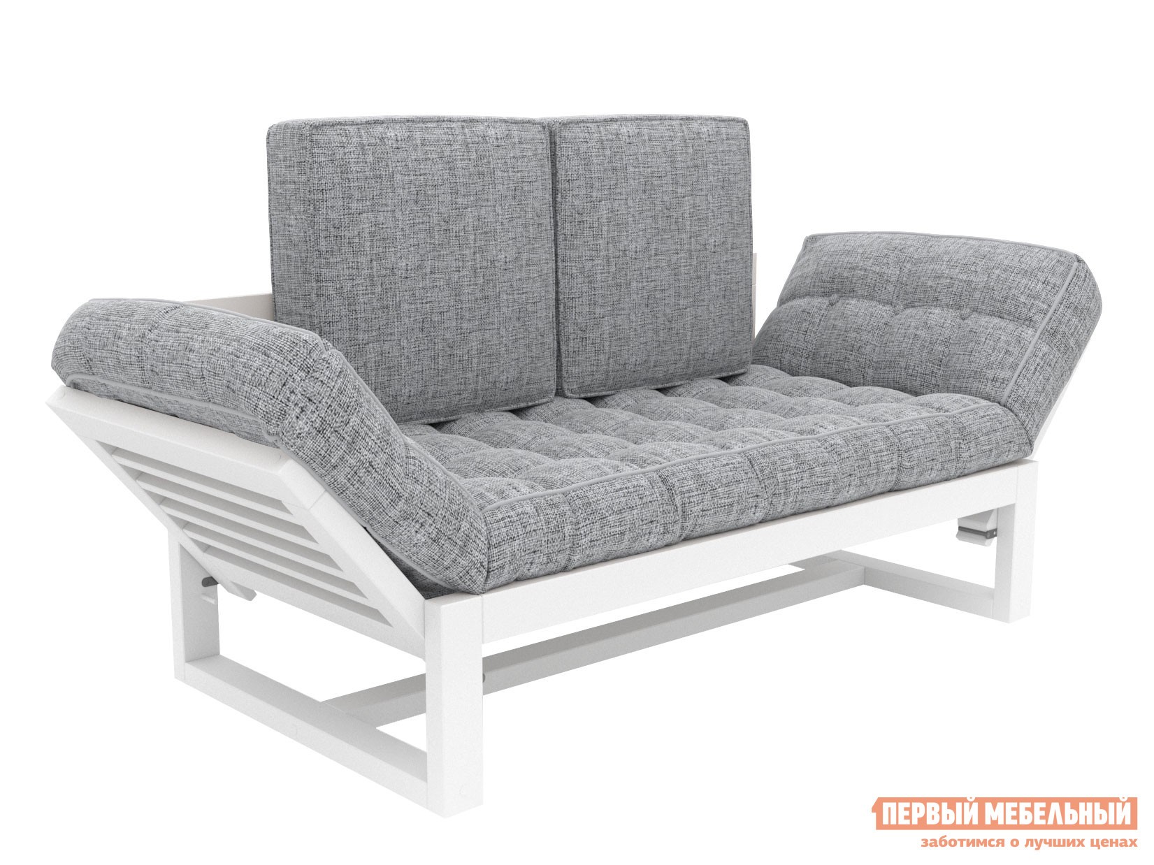 Прямой диван  Балтик Белая эмаль, Серый, рогожка