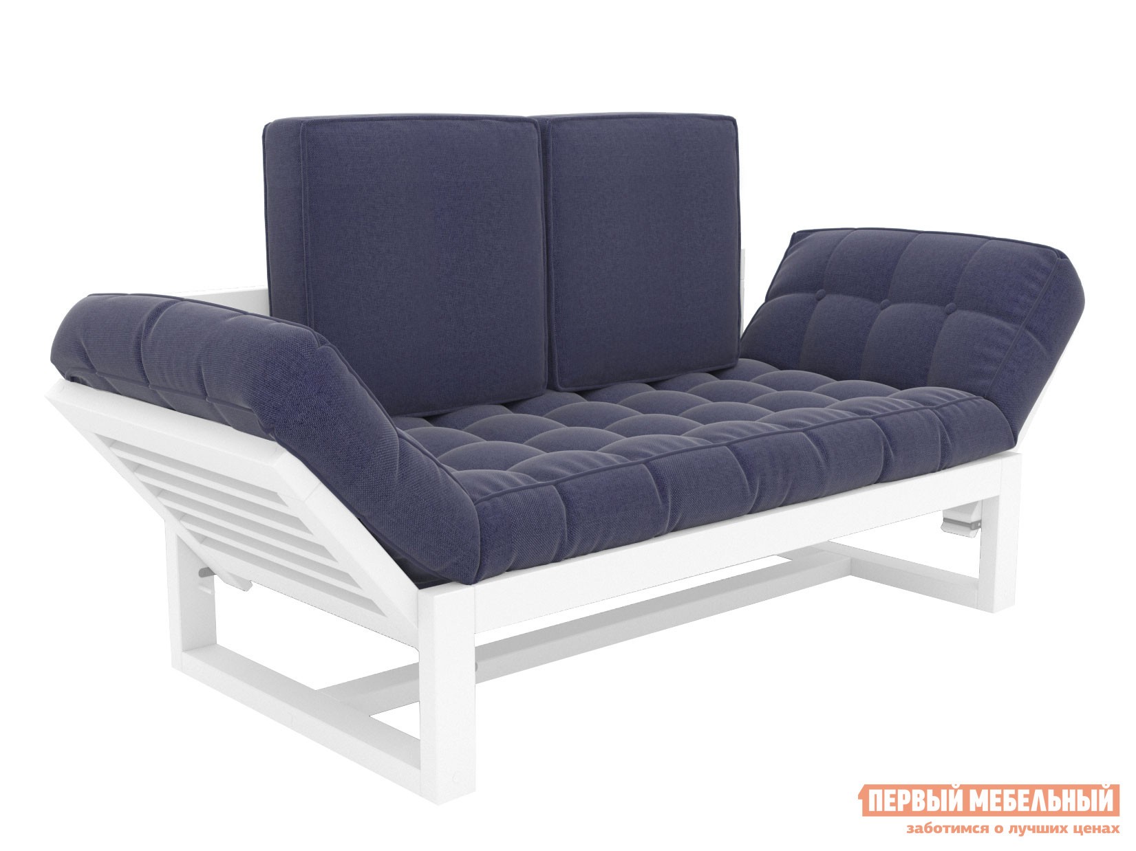 Прямой диван  Балтик Белая эмаль, Темно-синий, рогожка