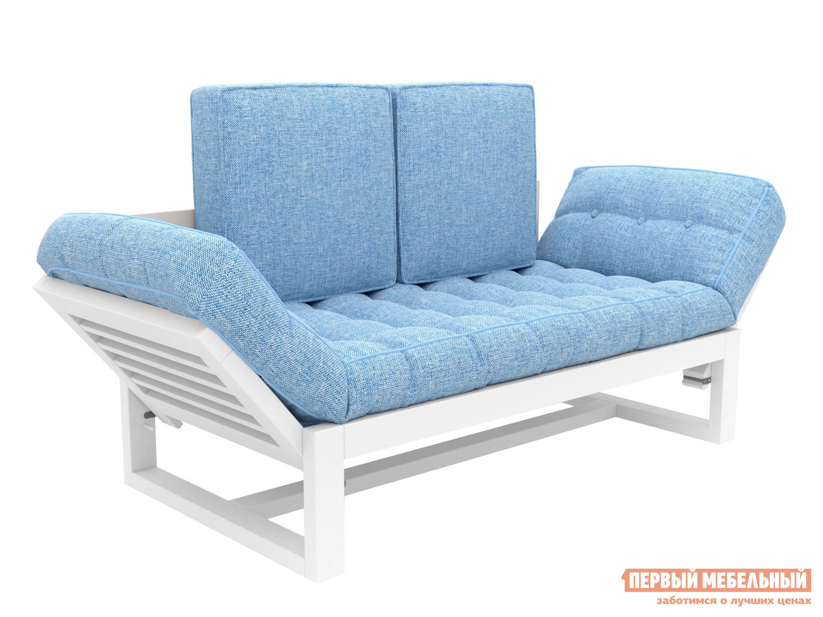 Прямой диван  Балтик Белая эмаль, Синий, рогожка