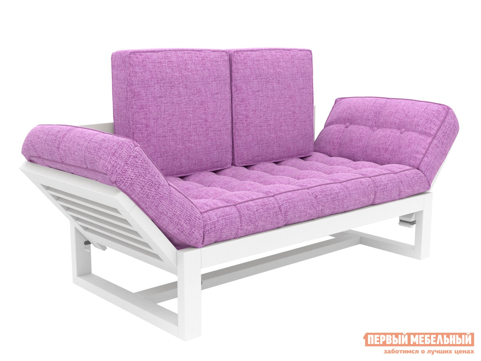 Прямой диван  Балтик Белая эмаль, Фиолетовый, рогожка