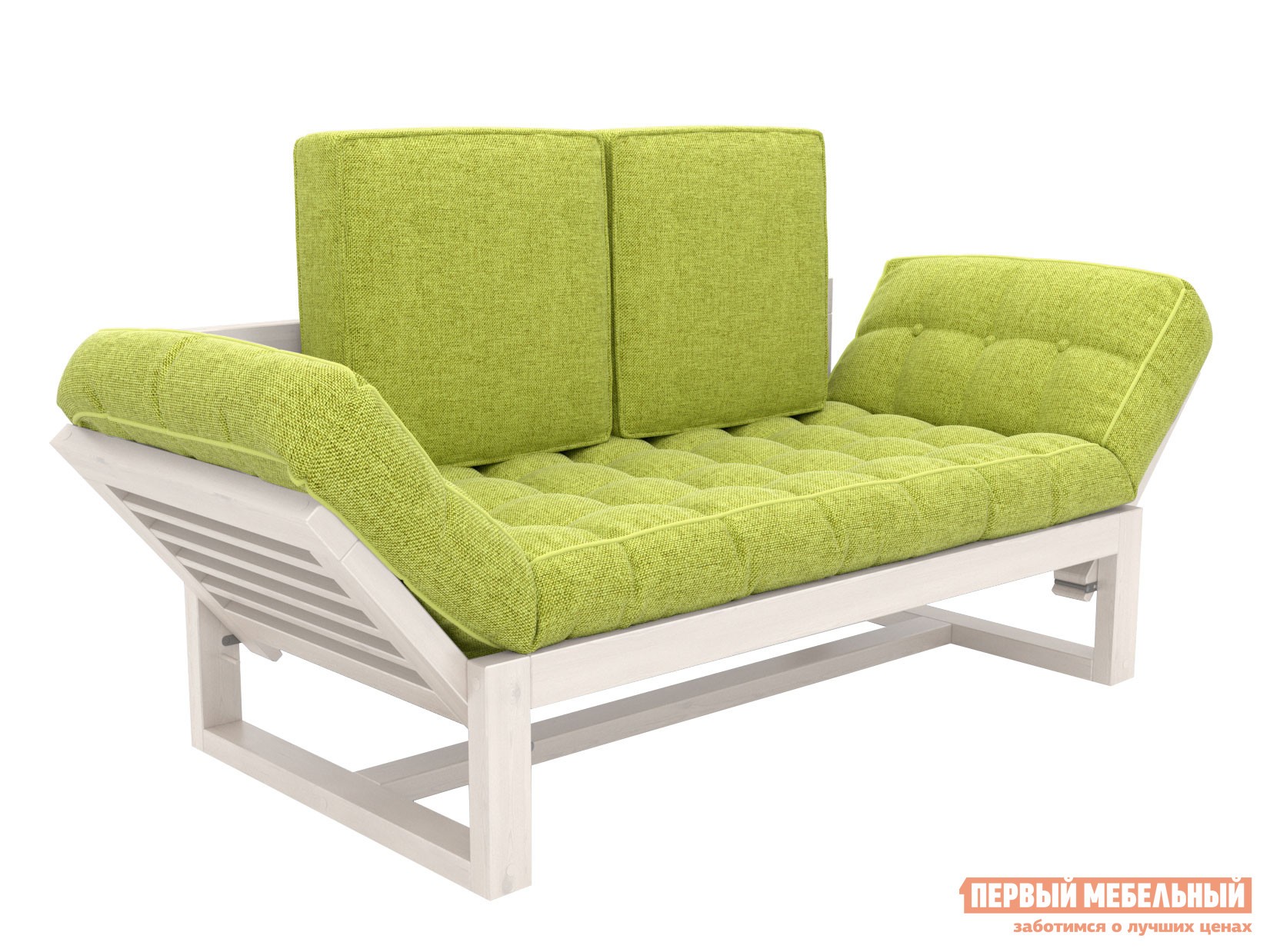 Прямой диван  Балтик Дуб беленый, Зеленый, рогожка