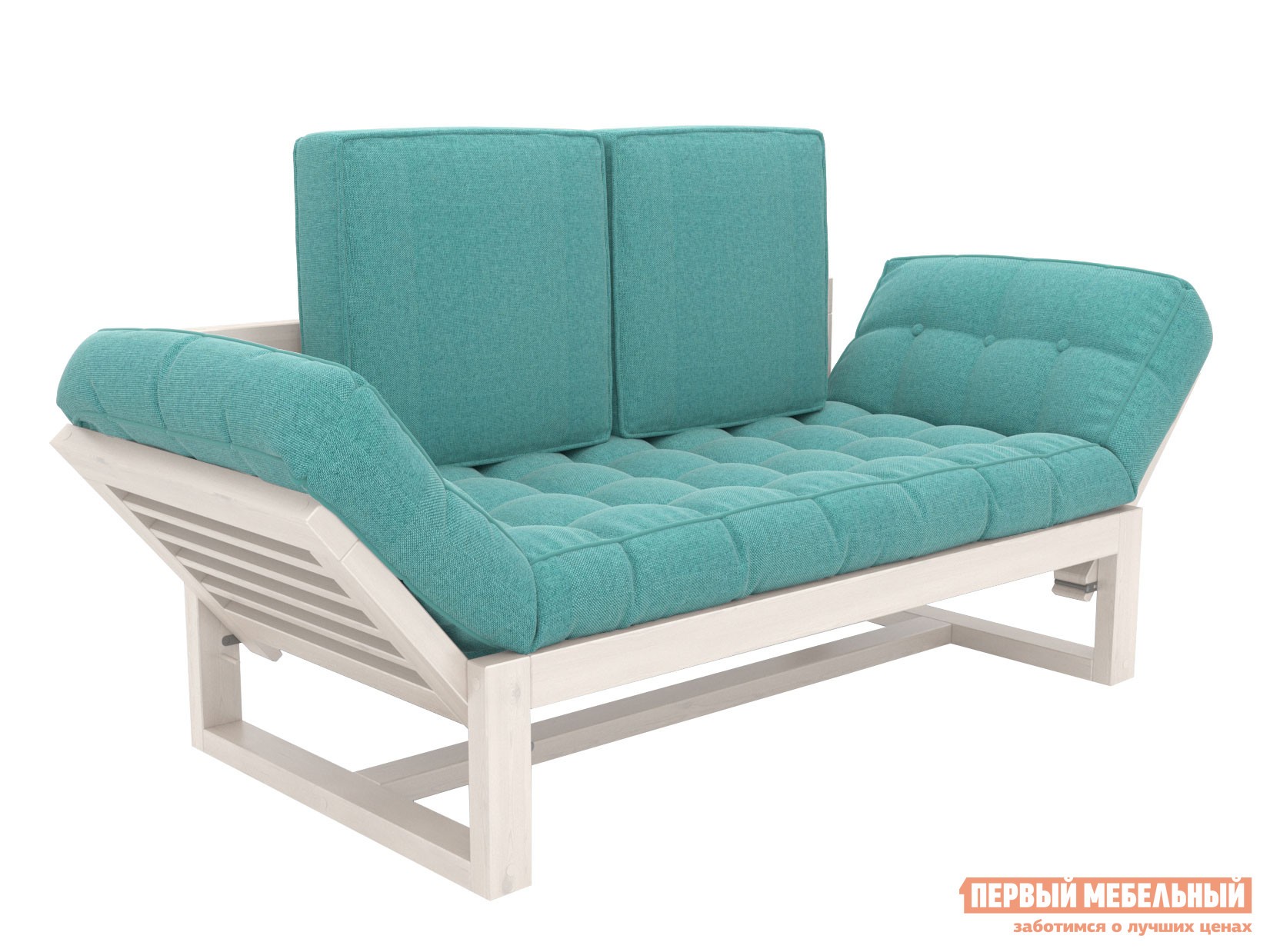 Прямой диван  Балтик Дуб беленый, Морская волна, рогожка