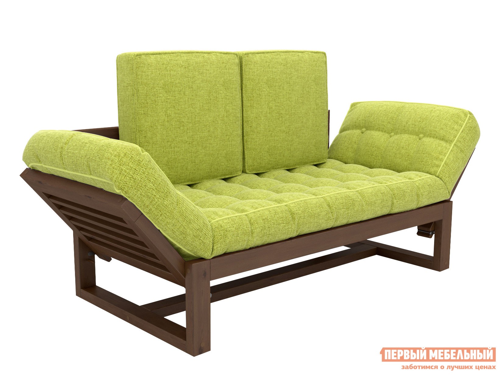 Прямой диван  Балтик Орех, Зеленый, рогожка