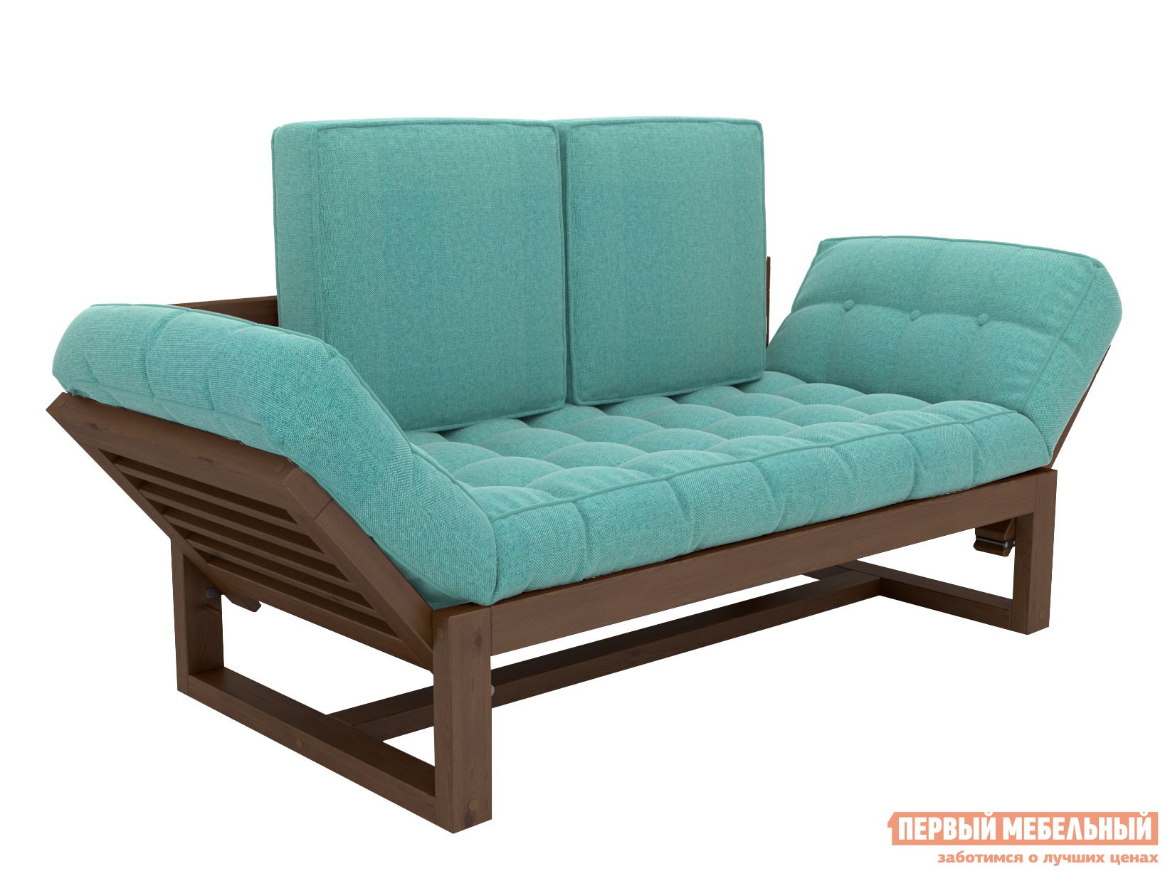 Прямой диван  Балтик Орех, Морская волна, рогожка