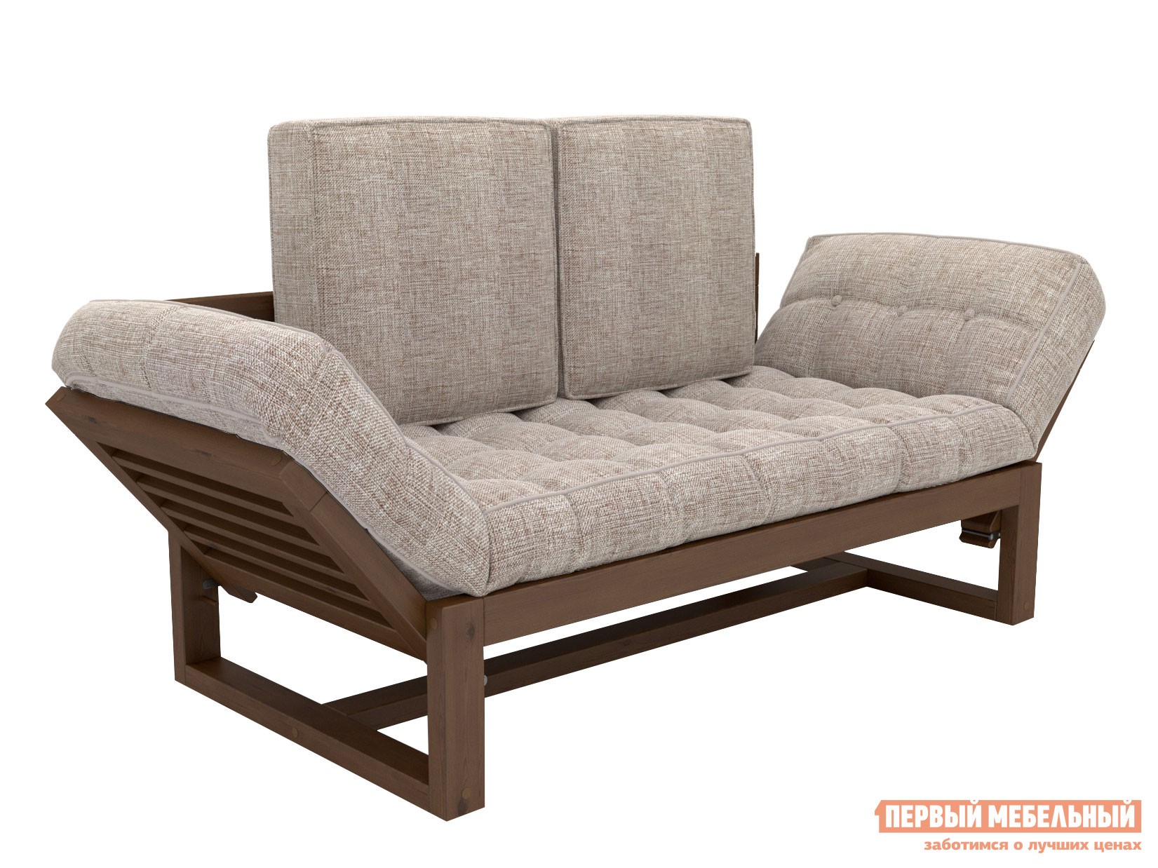 Прямой диван  Балтик Орех, Серо-бежевый, рогожка