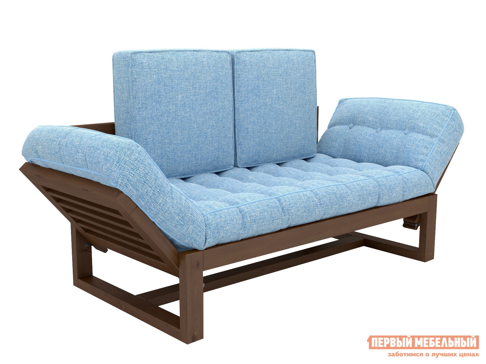 Прямой диван  Балтик Орех, Синий, рогожка