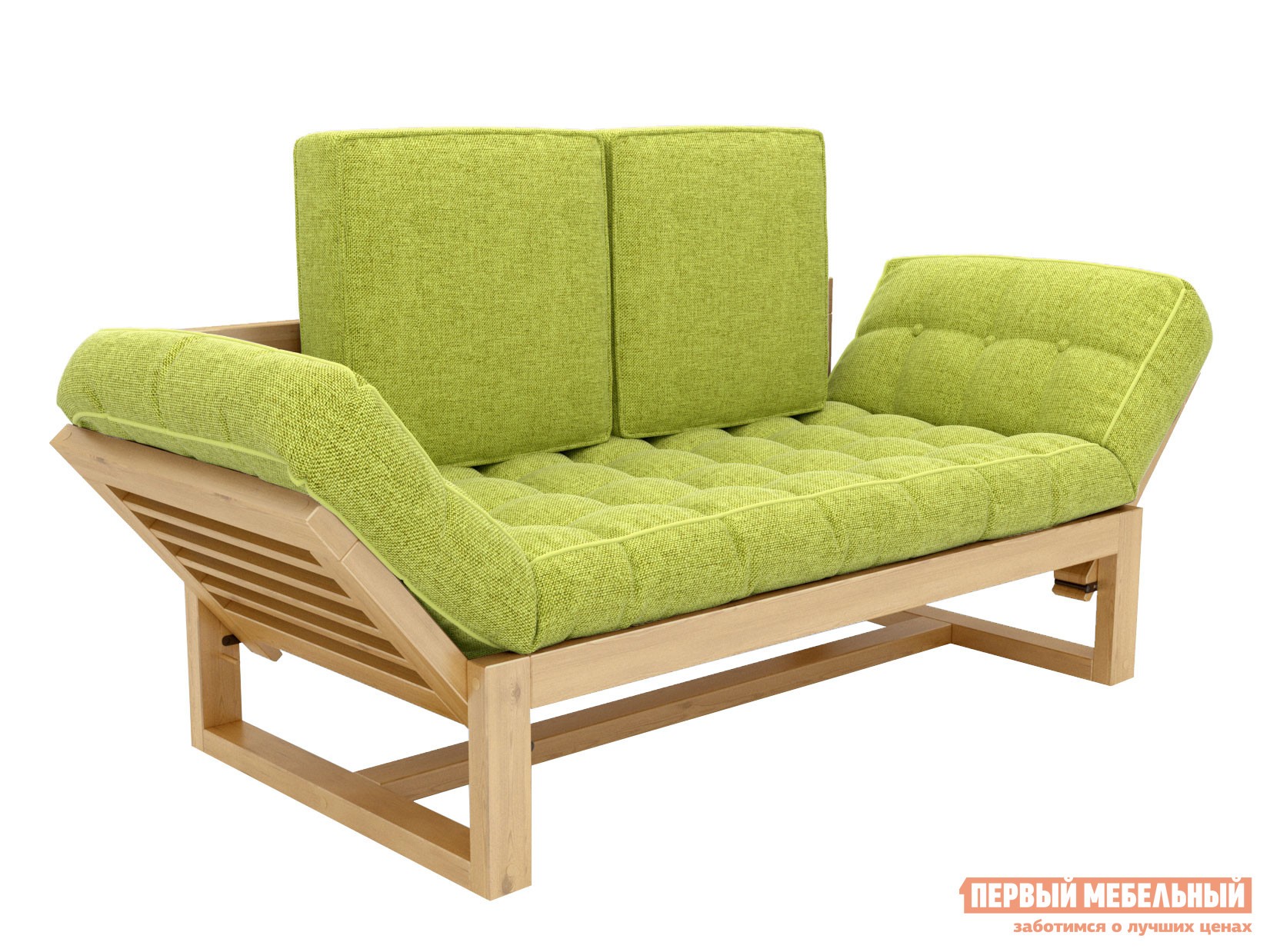 Прямой диван  Балтик Сосна натуральная, Зеленый, рогожка