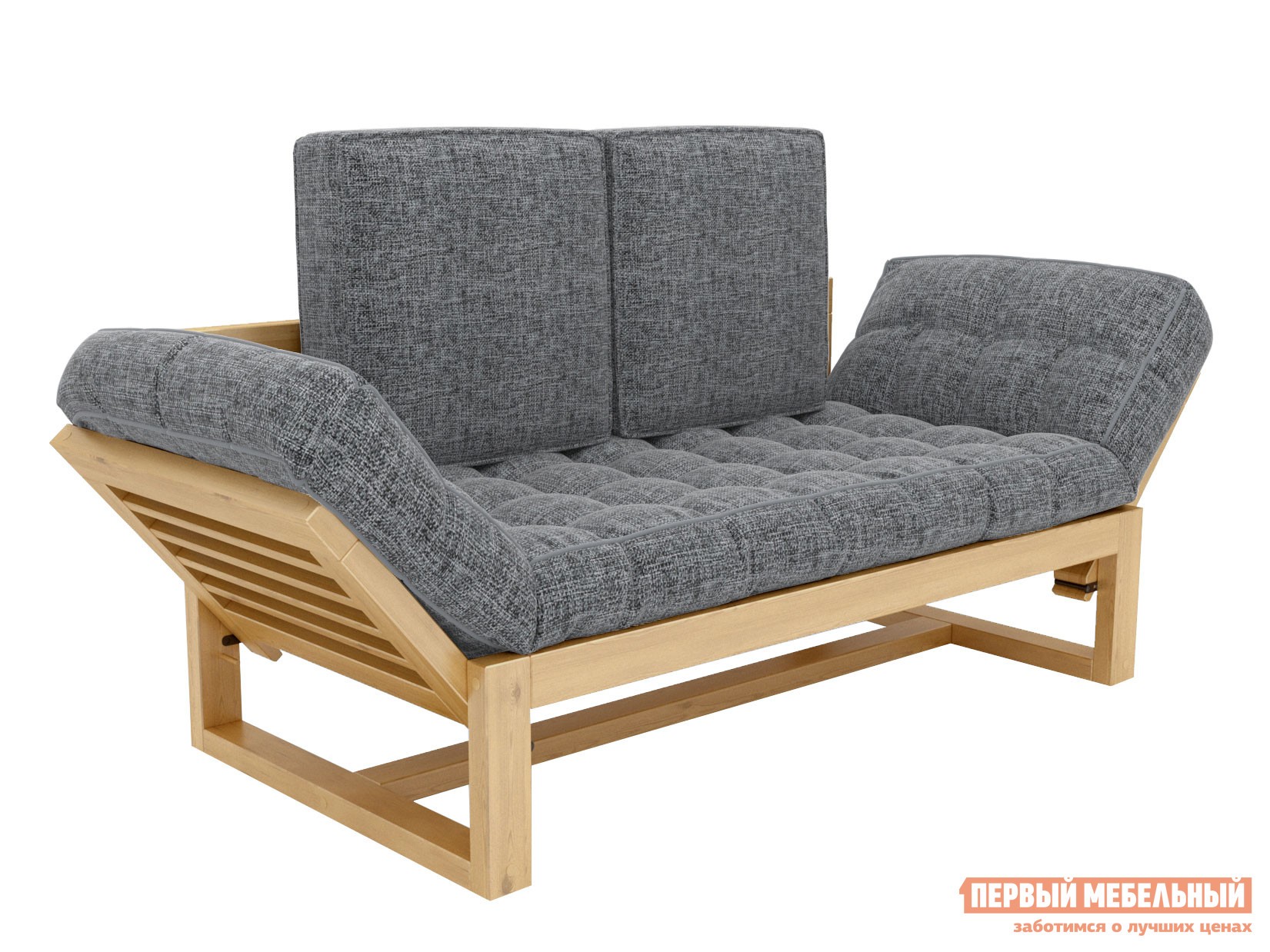 Прямой диван  Балтик Сосна натуральная, Графит, рогожка