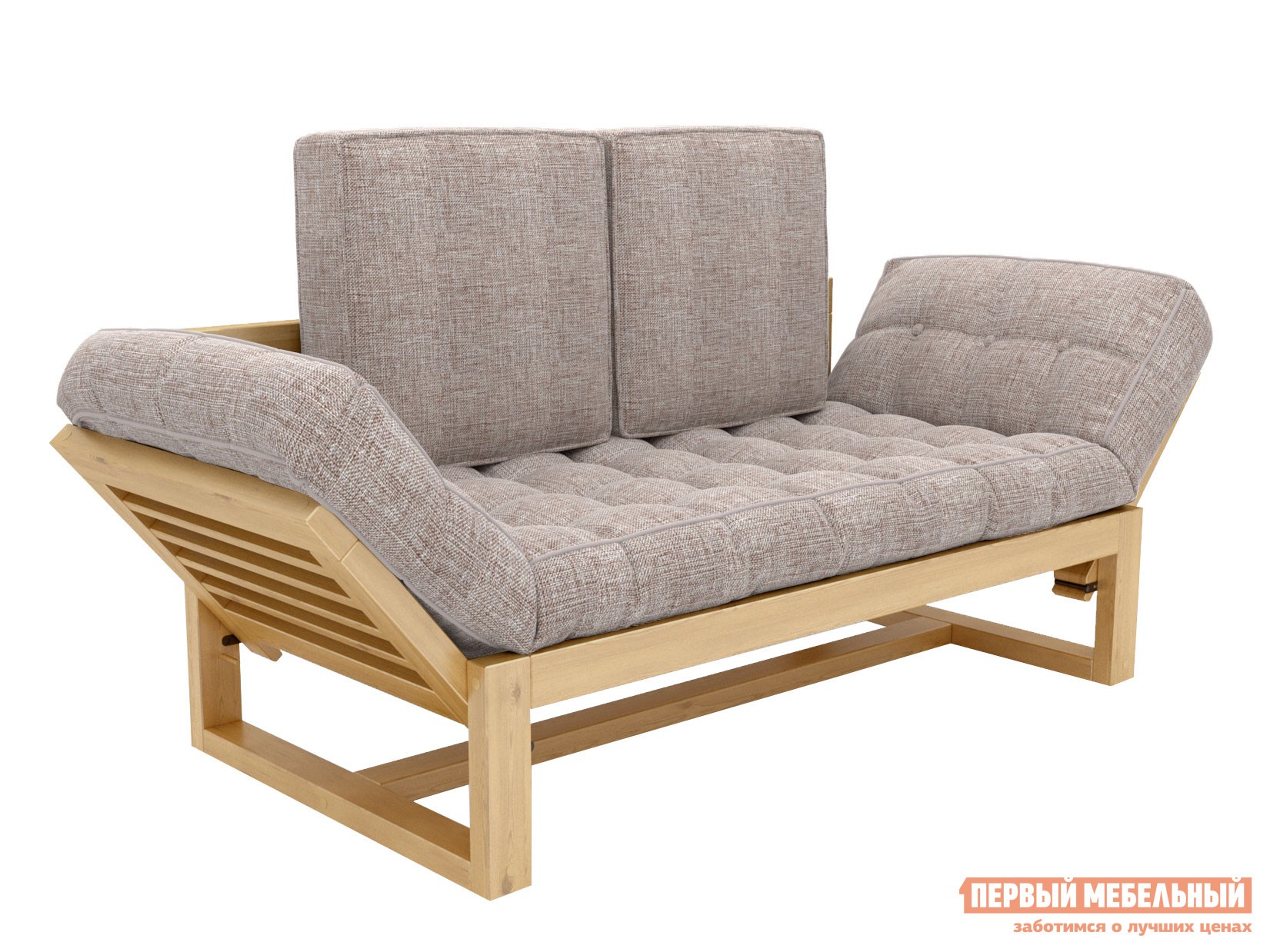 Прямой диван  Балтик Сосна натуральная, Серо-бежевый, рогожка