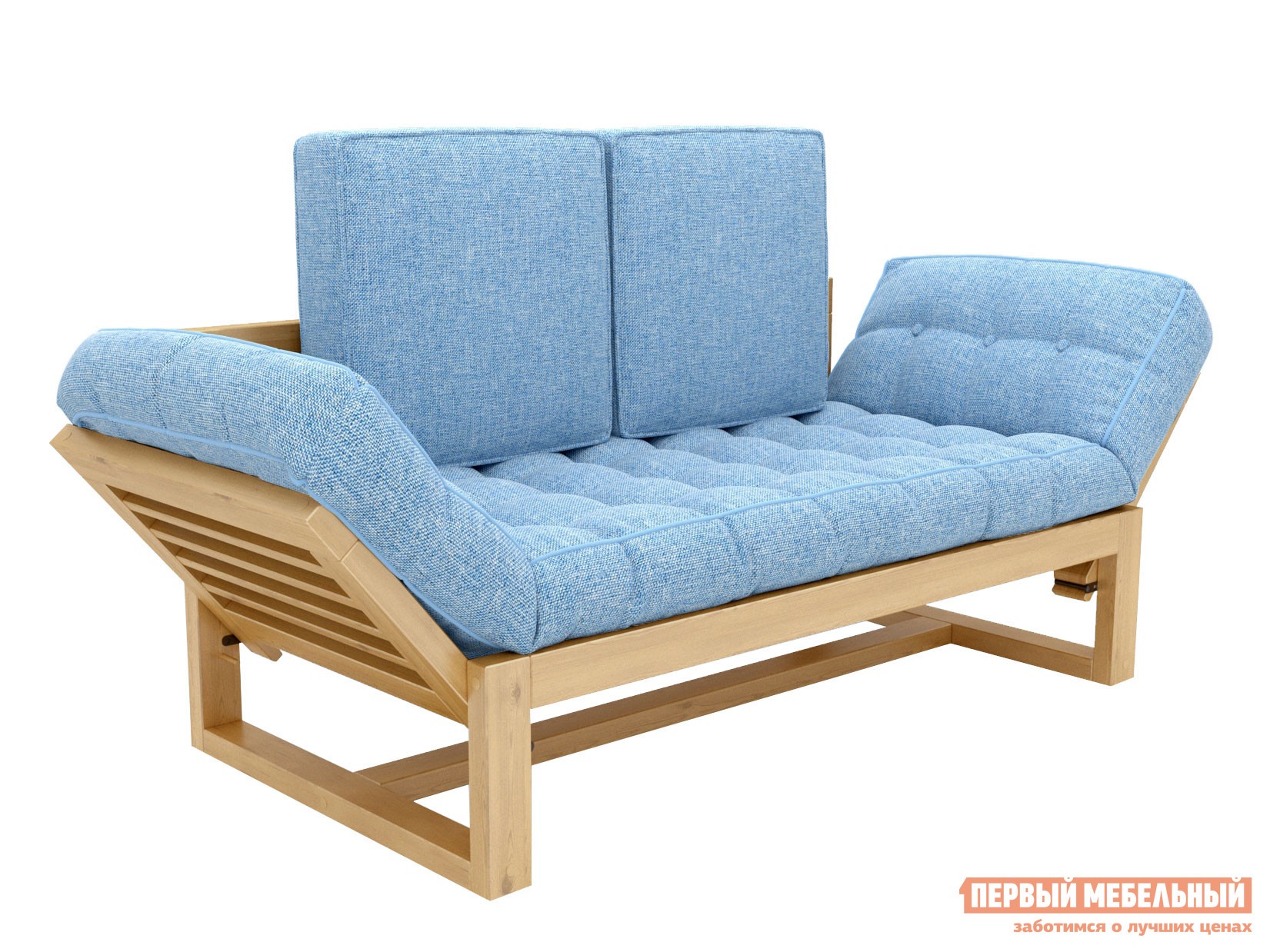 Прямой диван  Балтик Сосна натуральная, Синий, рогожка