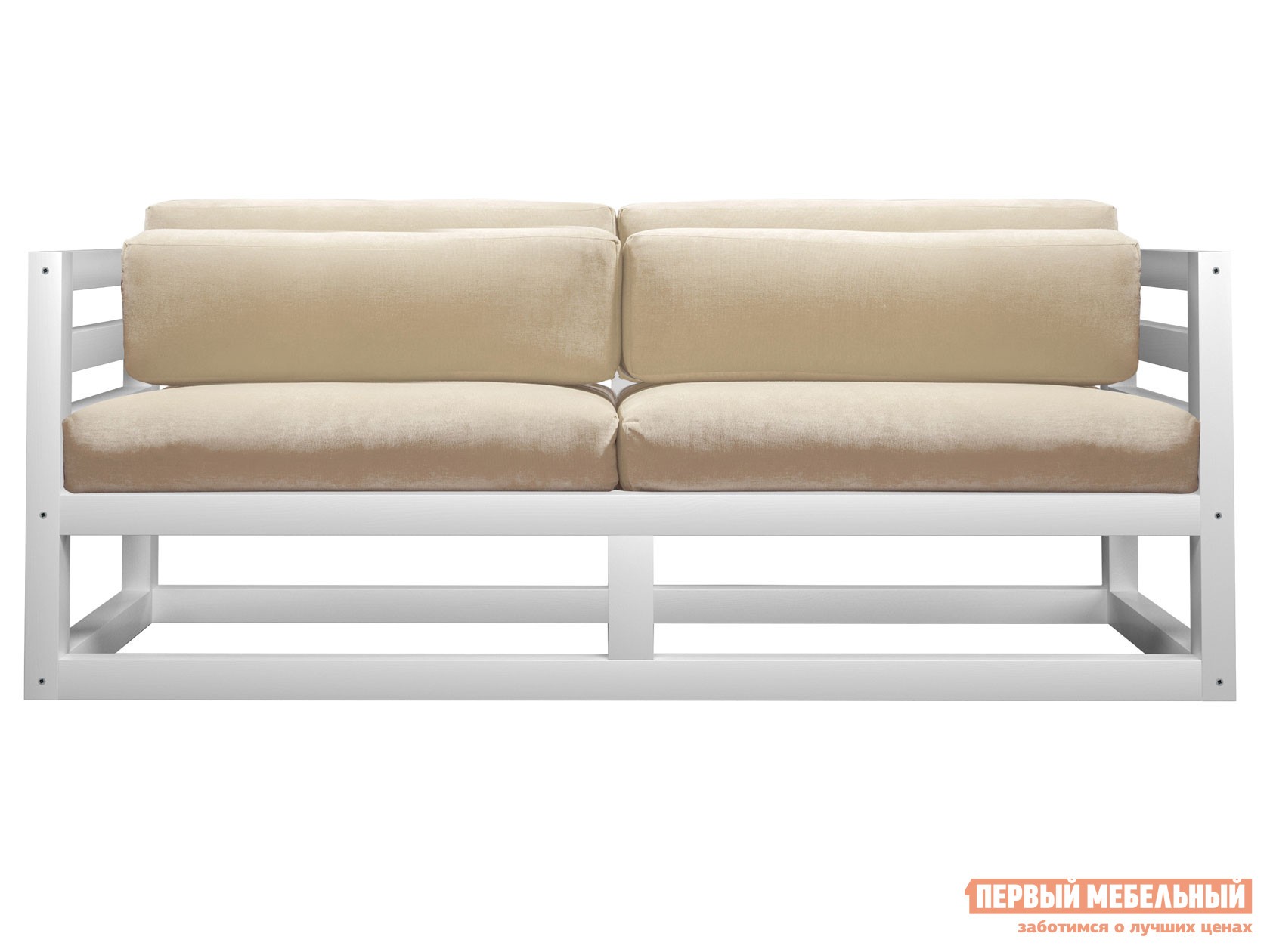 Прямой диван  Магнус Мини Белая эмаль, Белый, вельвет