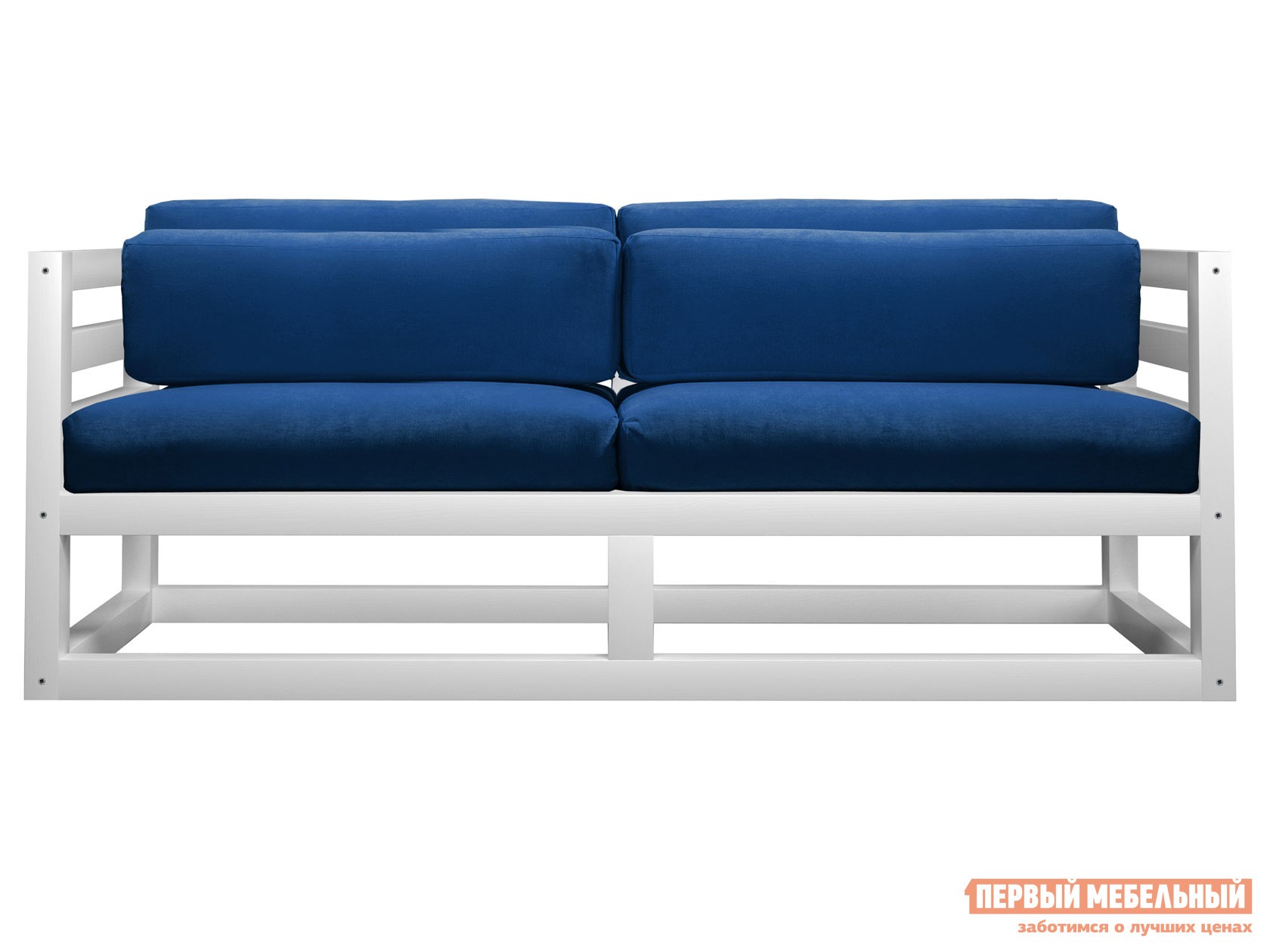 Прямой диван  Магнус Мини Белая эмаль, Синий, вельвет