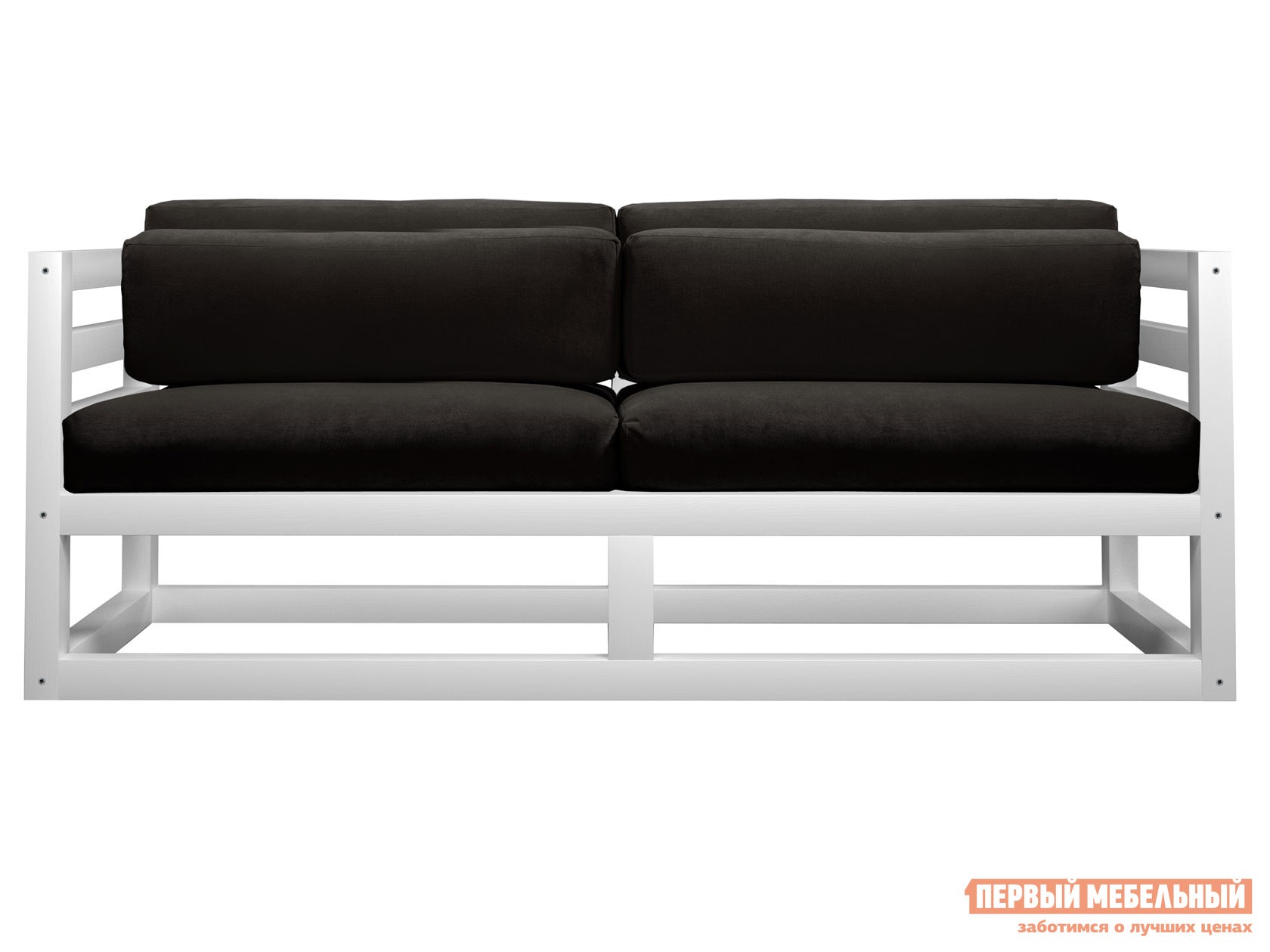 Прямой диван  Магнус Мини Белая эмаль, Черный, вельвет