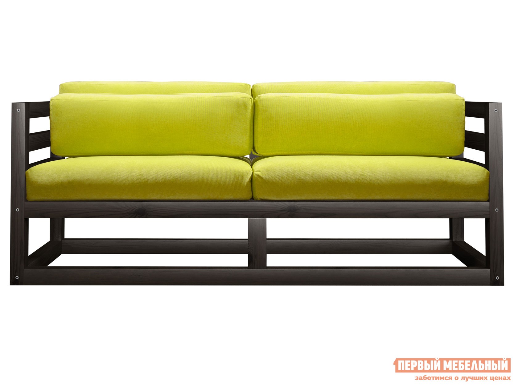 Прямой диван  Магнус Мини Венге, Лимонный, вельвет
