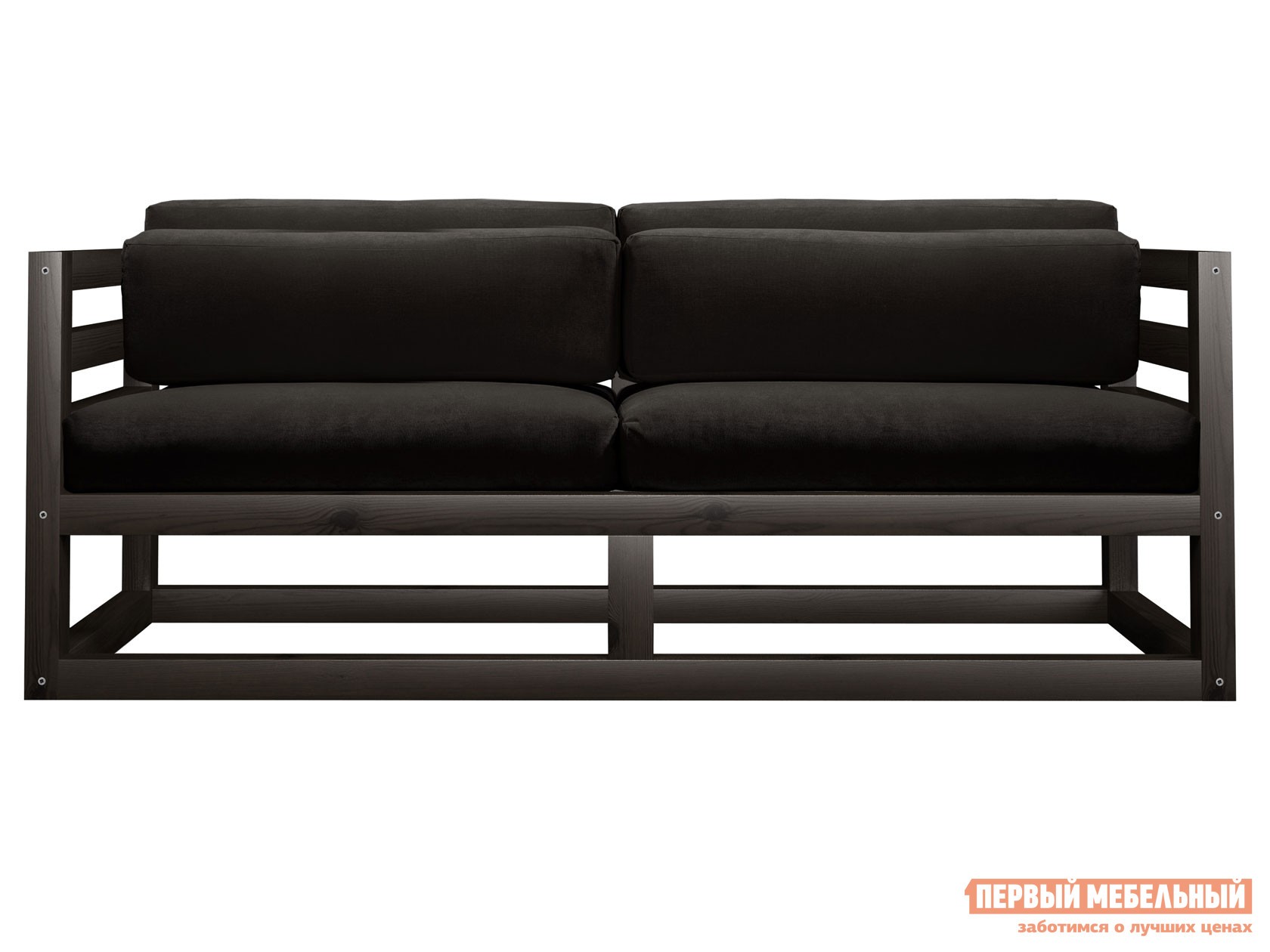 Прямой диван  Магнус Мини Венге, Черный, вельвет