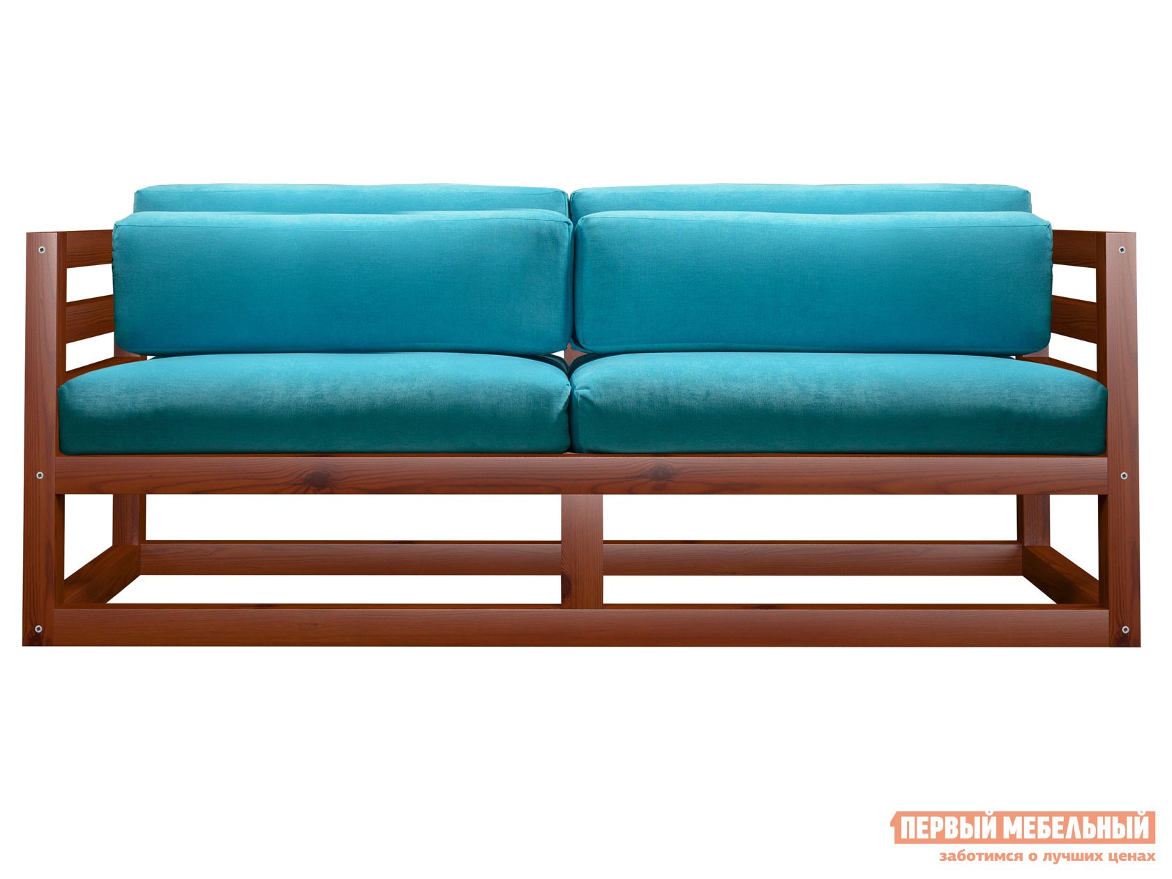 Прямой диван  Магнус Мини Вишня, Бирюзовый, вельвет