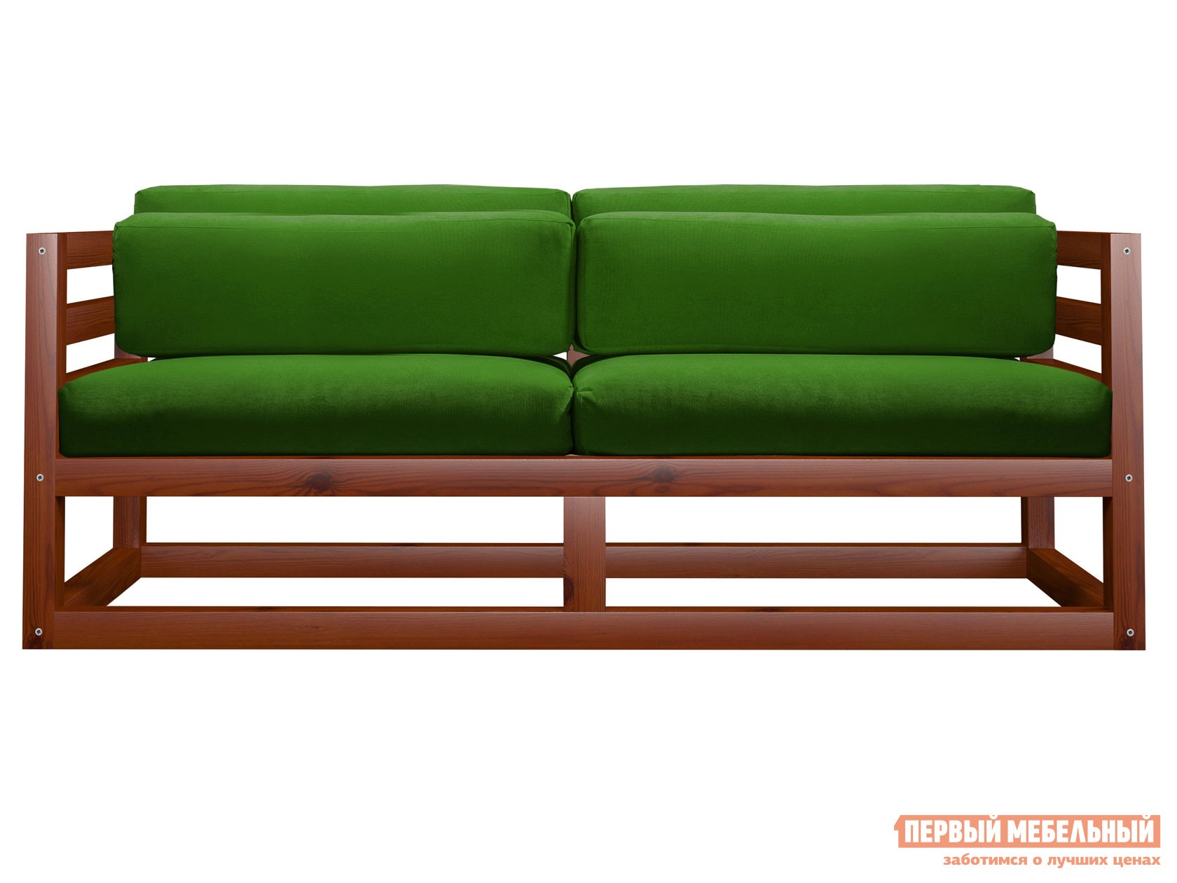 Прямой диван  Магнус Мини Вишня, Зеленый, вельвет