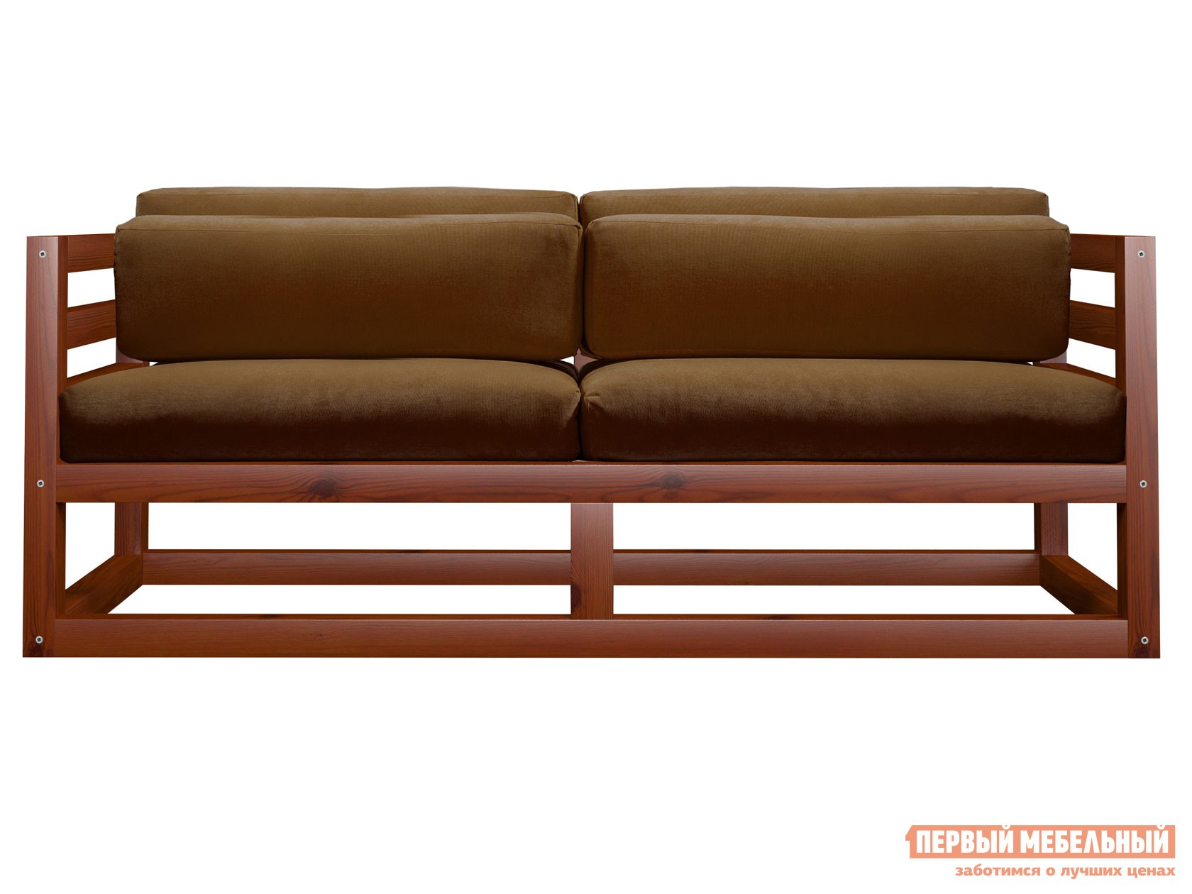 Прямой диван  Магнус Мини Вишня, Коричневый, вельвет